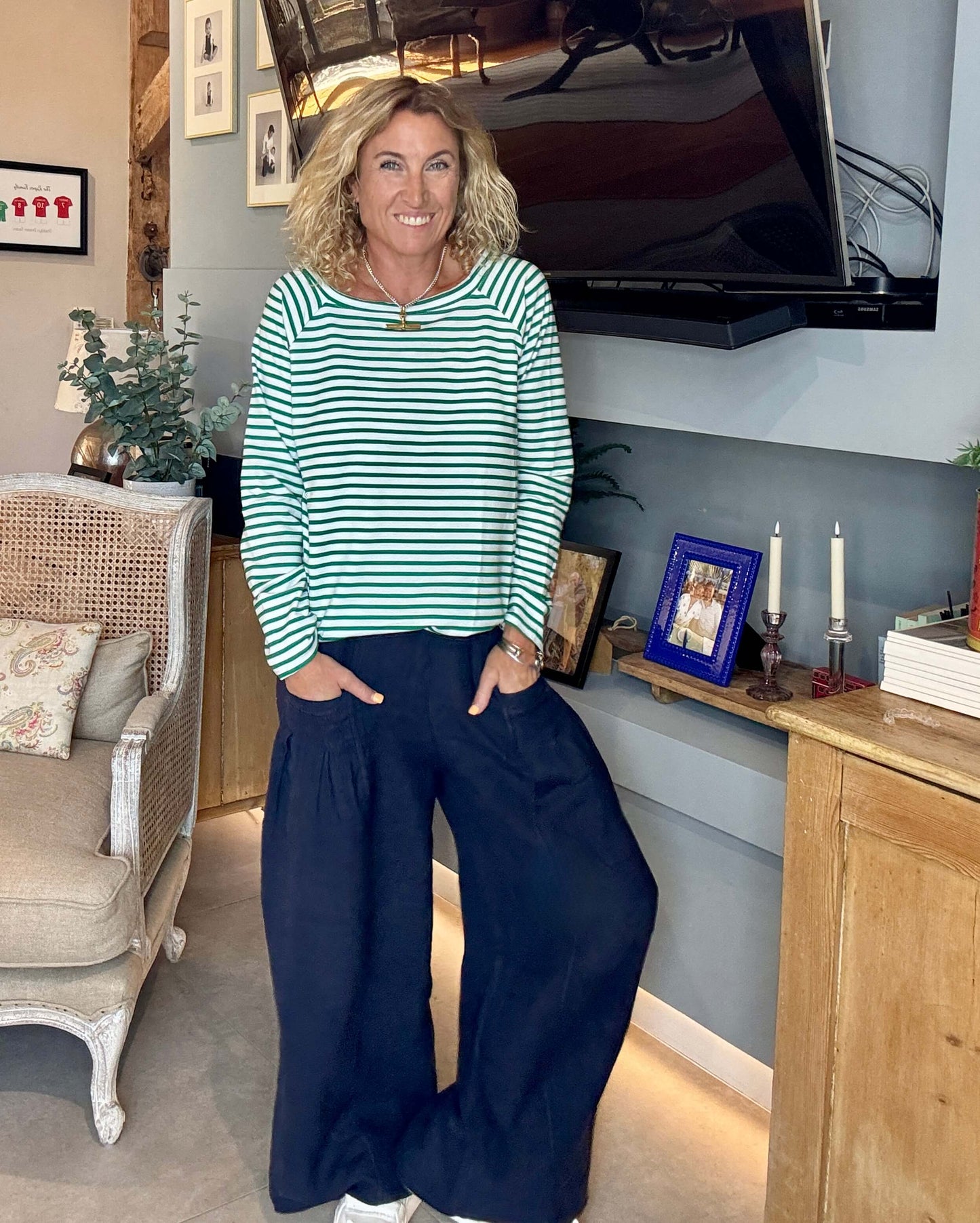Long Beach Linen Trousers | Navy (NEW)