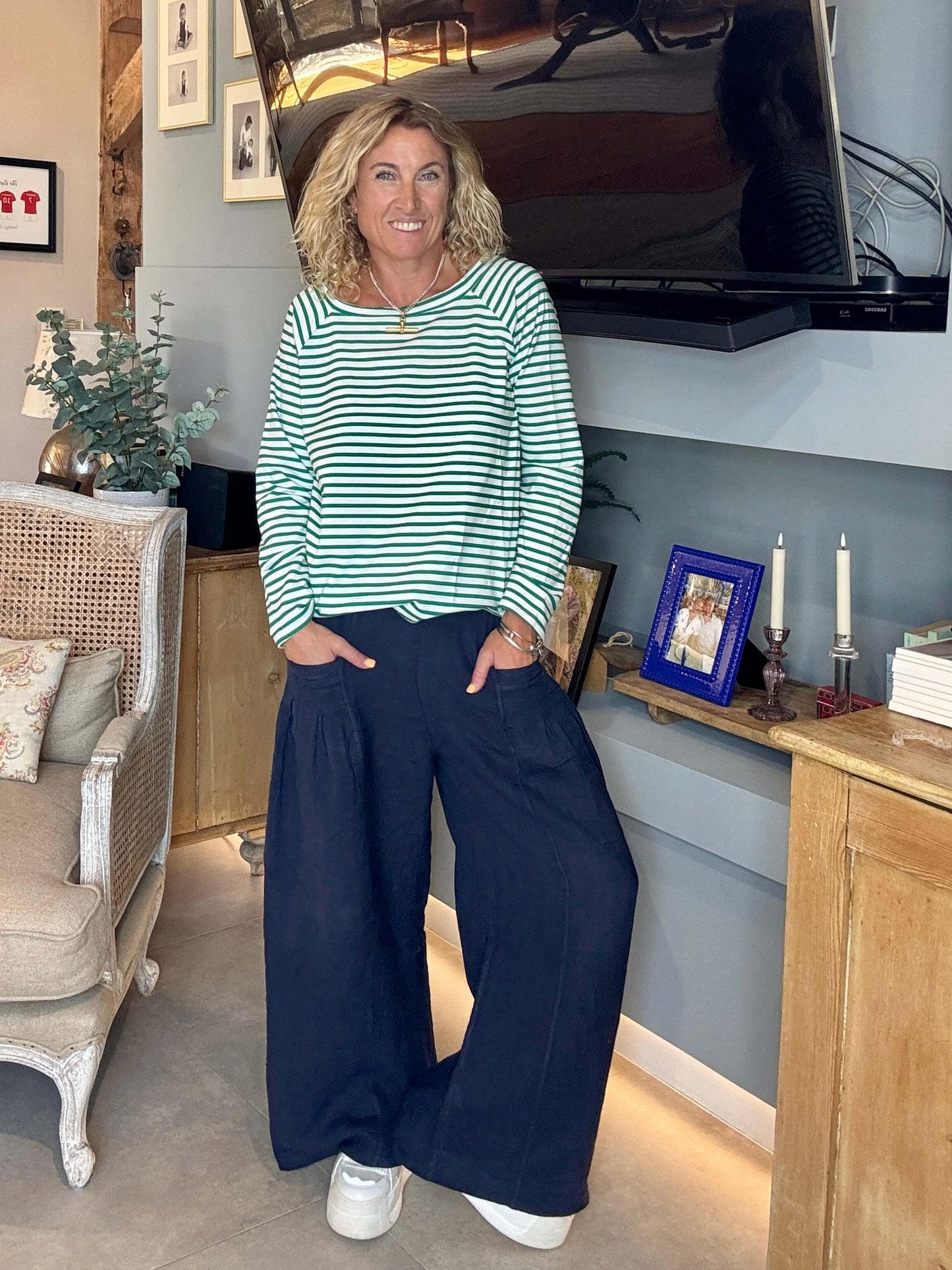Long Beach Linen Trousers | Navy (NEW)