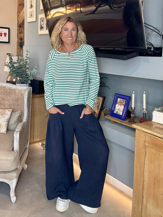 Long Beach Linen Trousers | Navy (NEW)