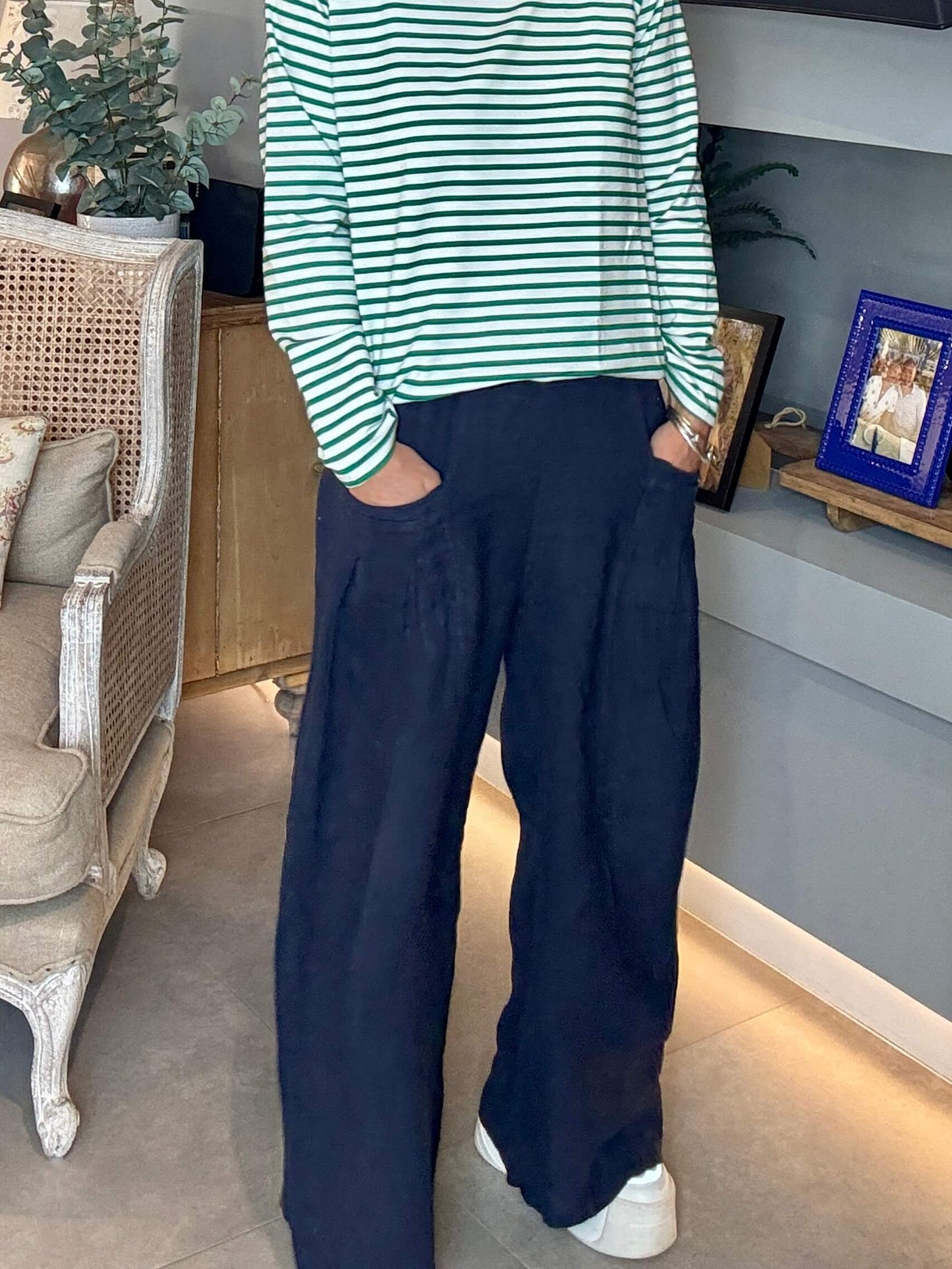 Long Beach Linen Trousers | Navy (NEW)