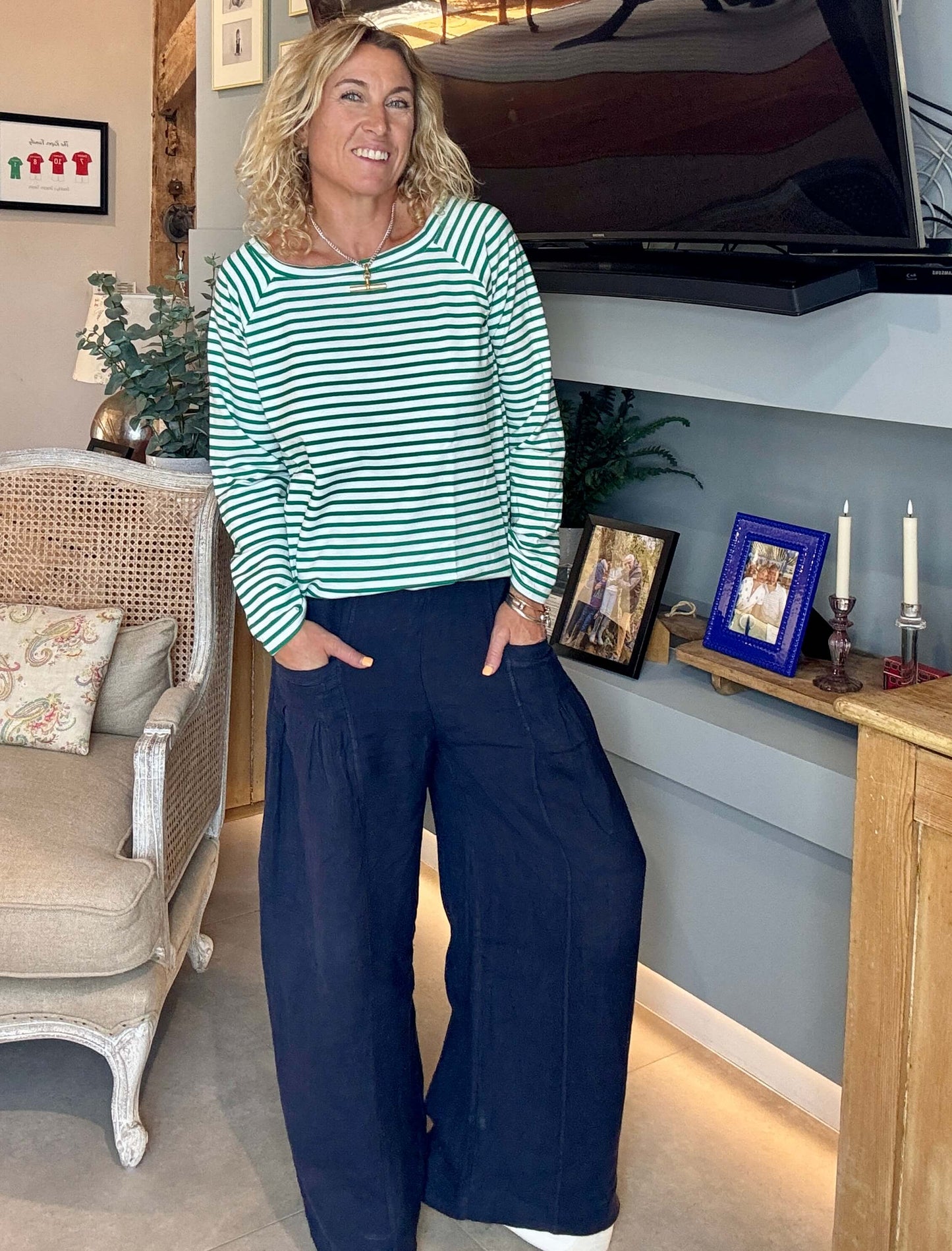 Long Beach Linen Trousers | Navy (NEW)