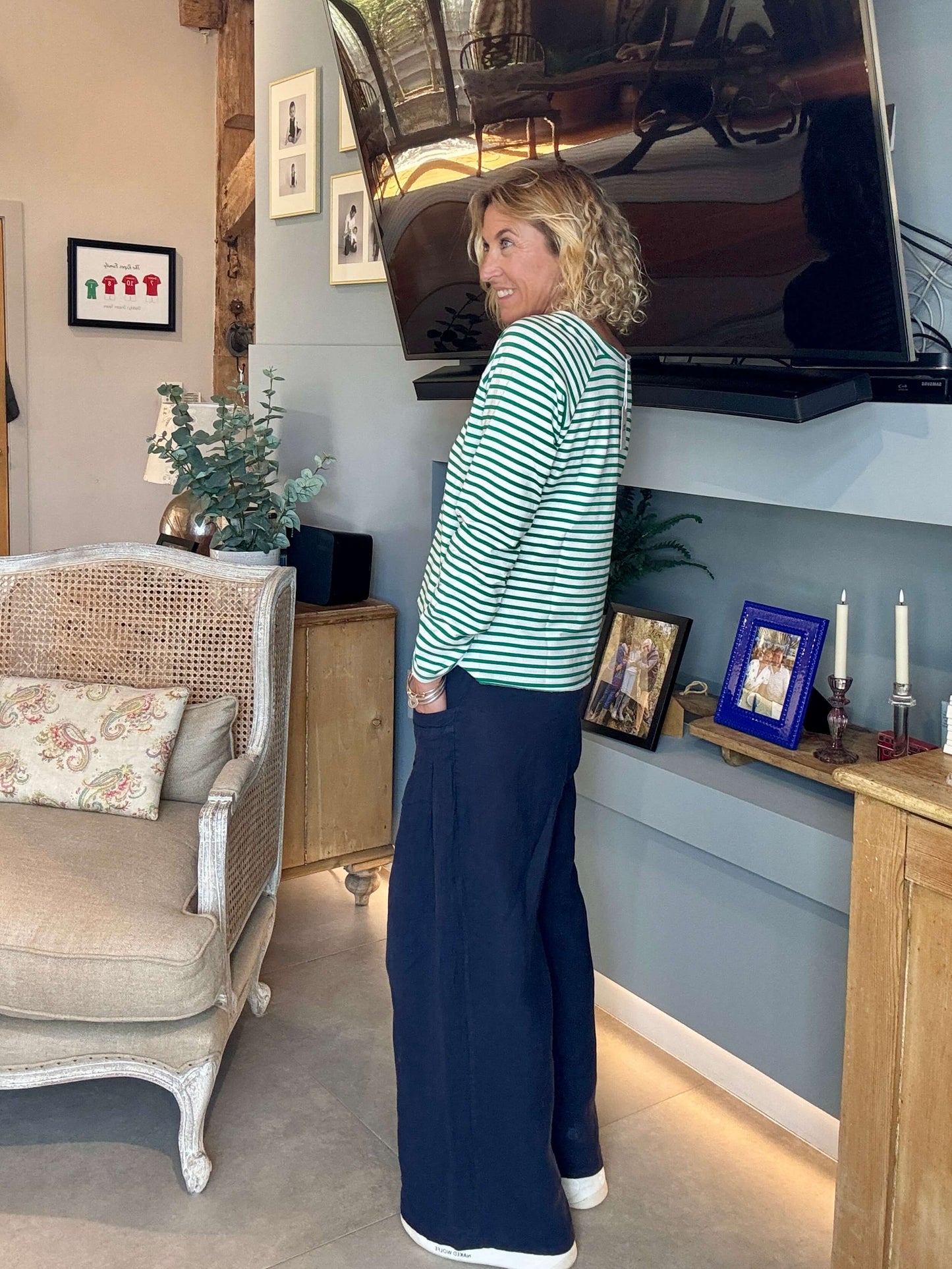 Long Beach Linen Trousers | Navy (NEW)