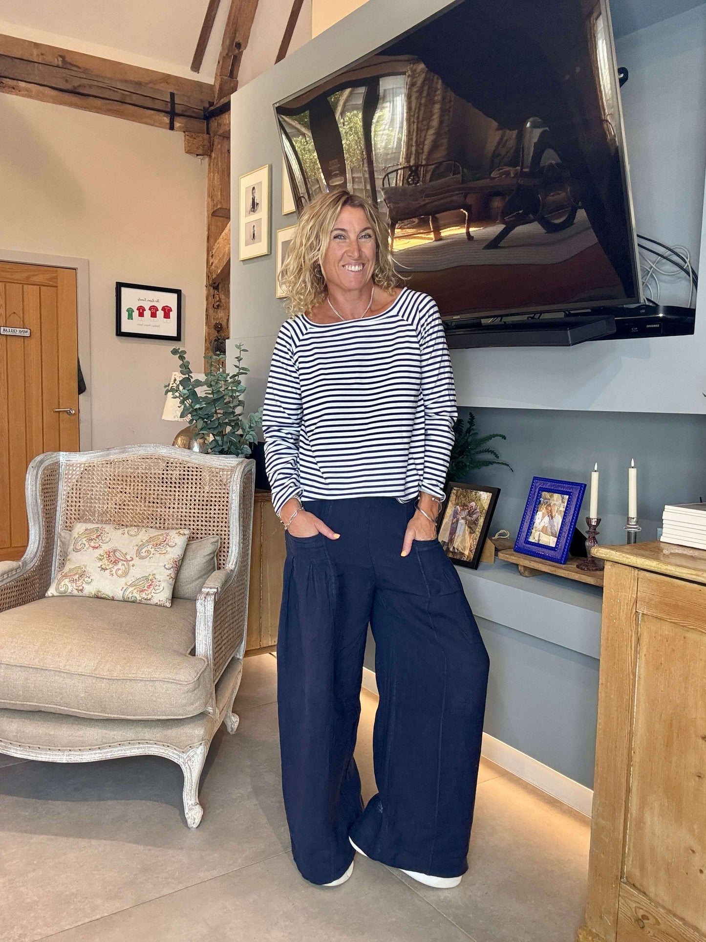 Long Beach Linen Trousers | Navy (NEW)