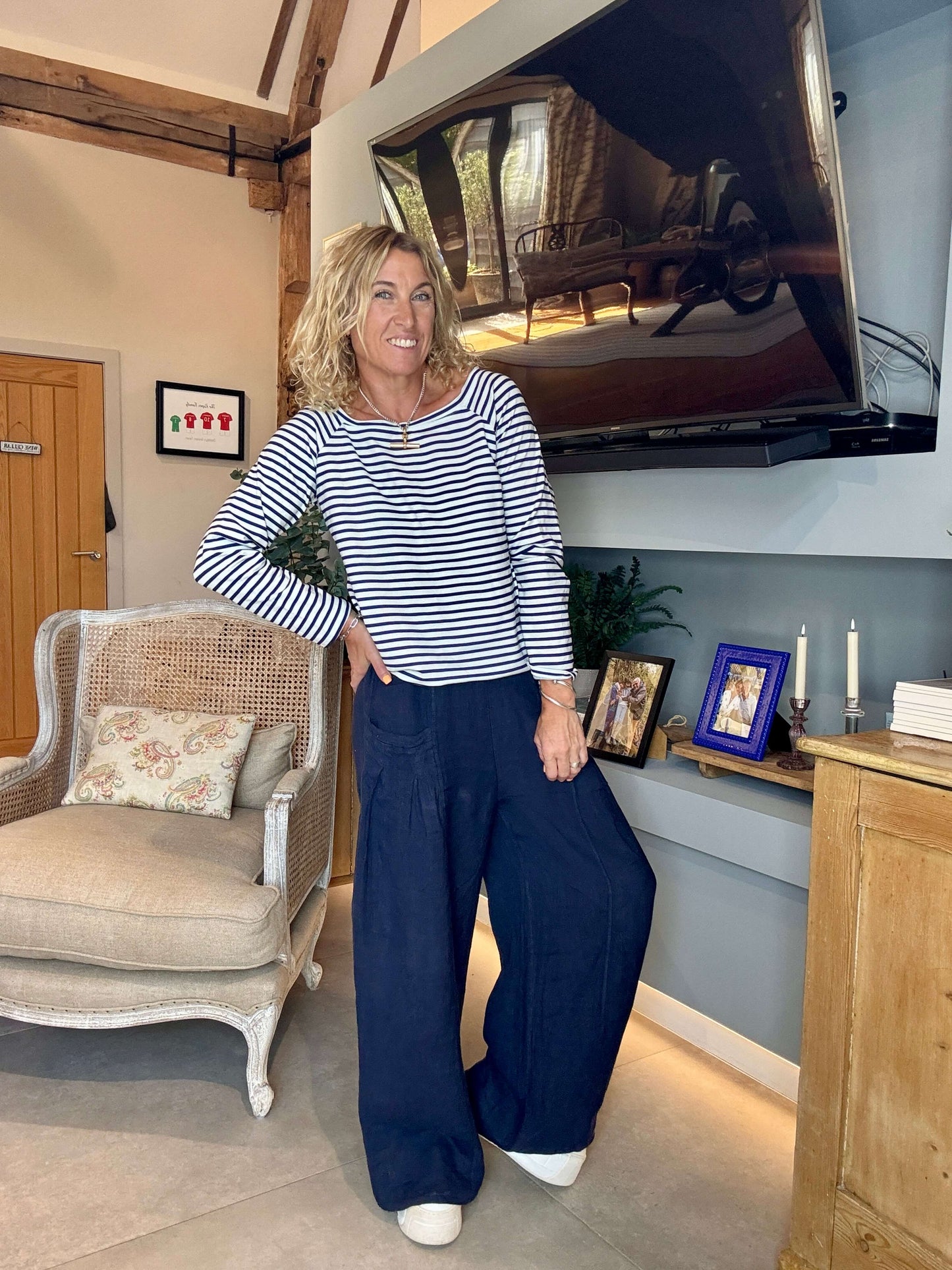 Long Beach Linen Trousers | Navy (NEW)