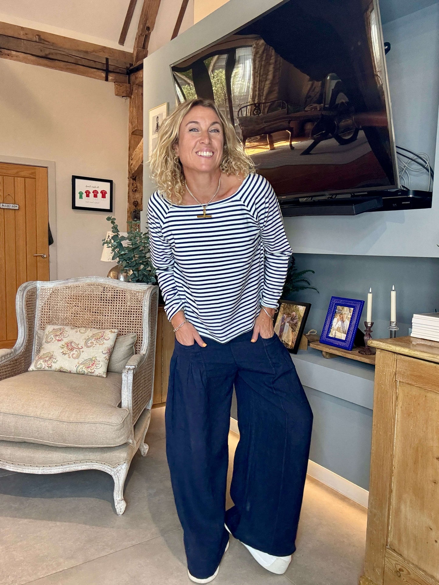 Long Beach Linen Trousers | Navy (NEW)