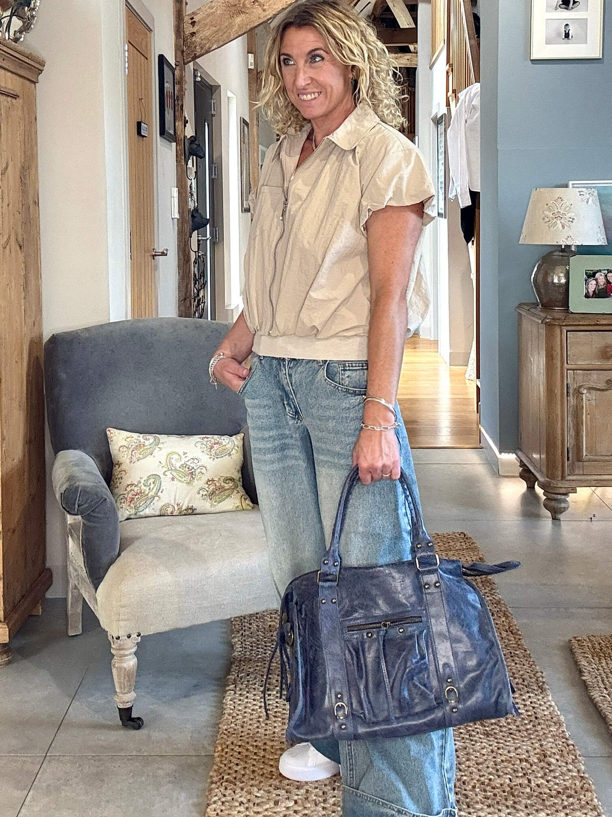 Sienna Slouch Bag | Blue-Grey