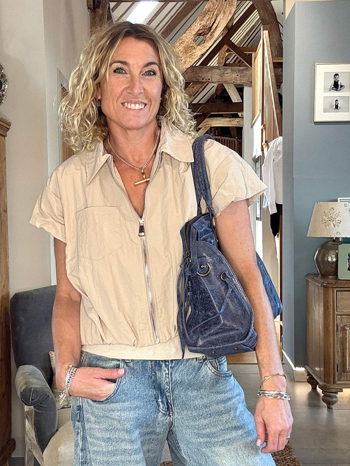 Sienna Slouch Bag | Blue-Grey