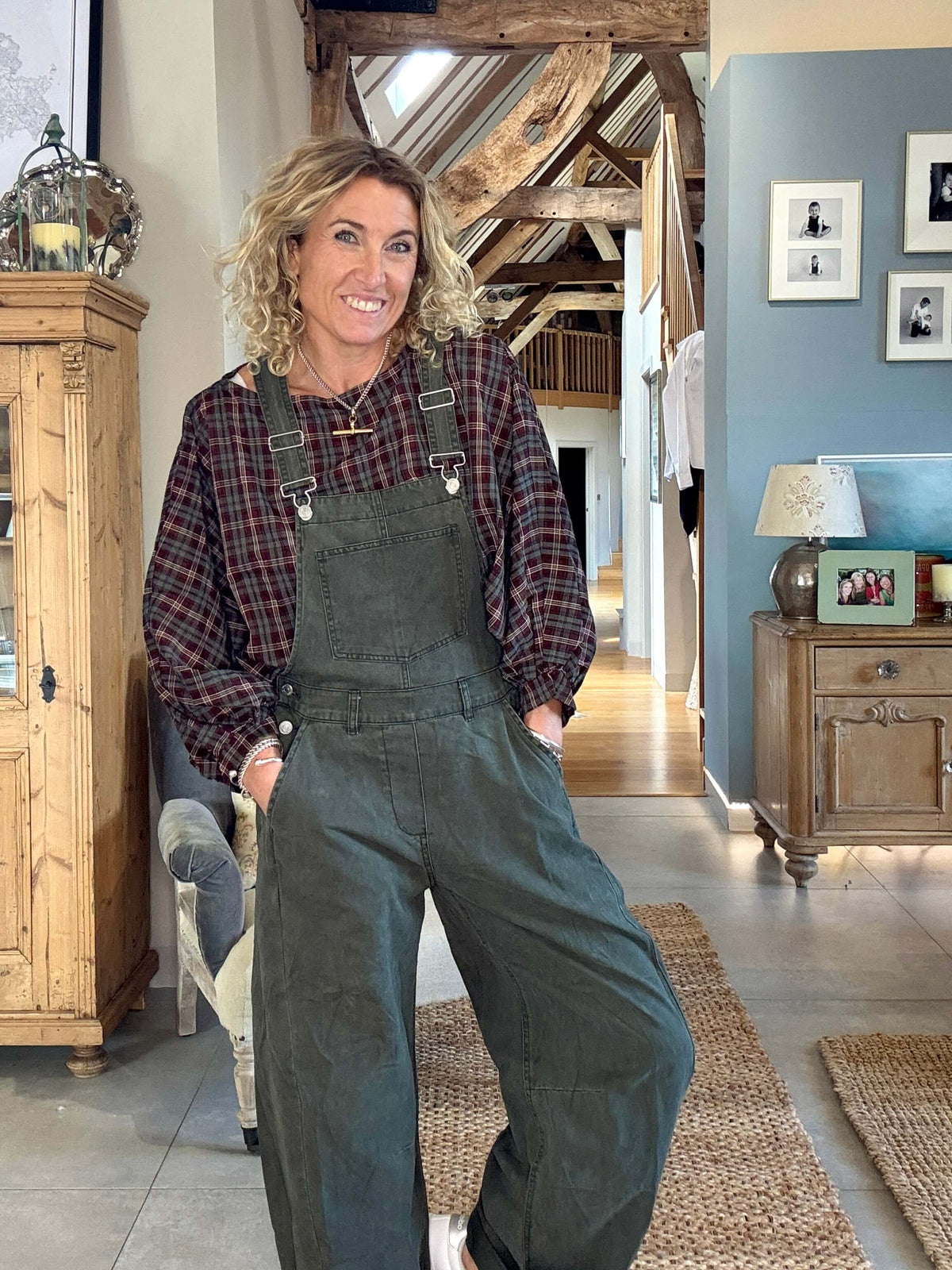 Carnaby Barrel Dungarees | Khaki