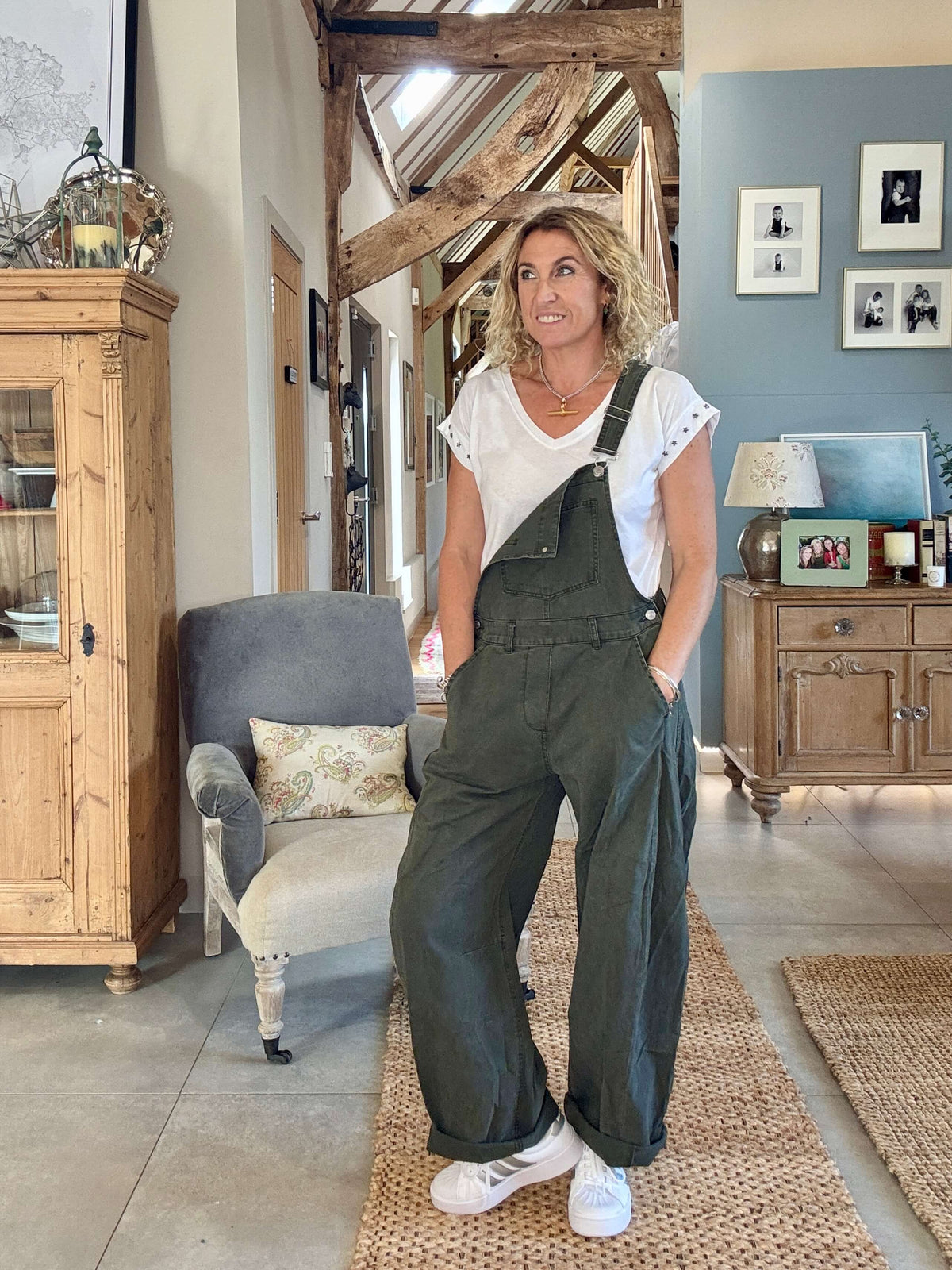Carnaby Barrel Dungarees | Khaki
