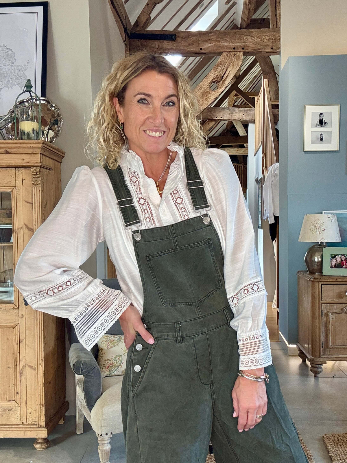 Carnaby Barrel Dungarees | Khaki