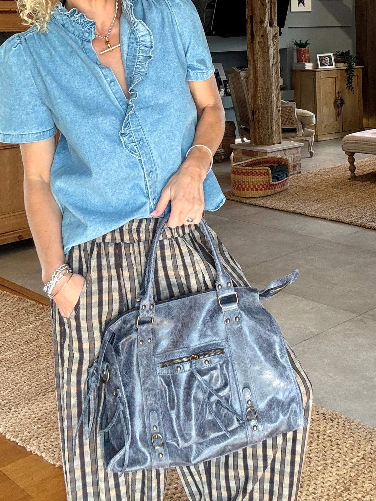 Sienna Slouch Bag | Blue-Grey