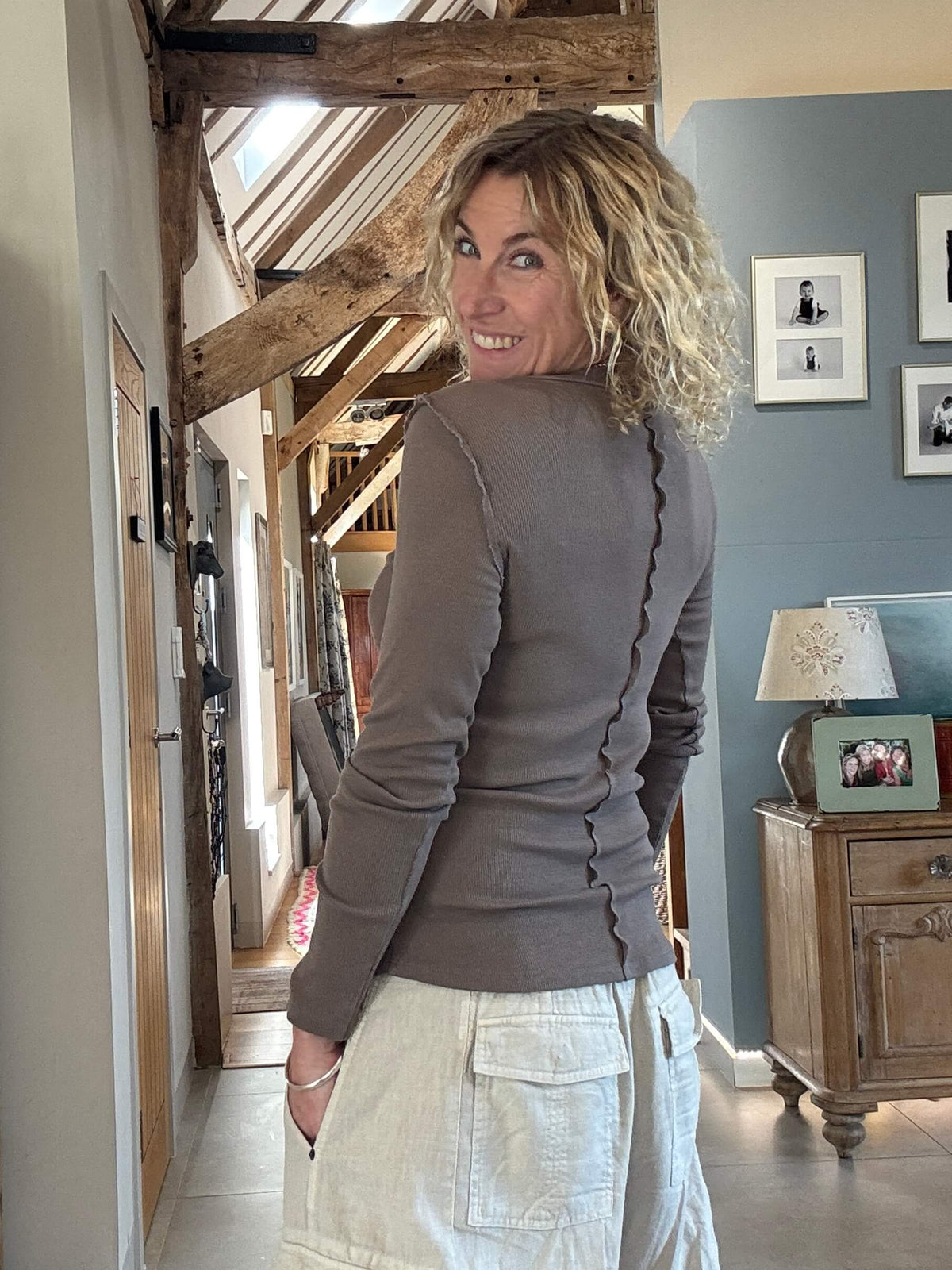 Aspen Skinny Rib Henley | Mocha