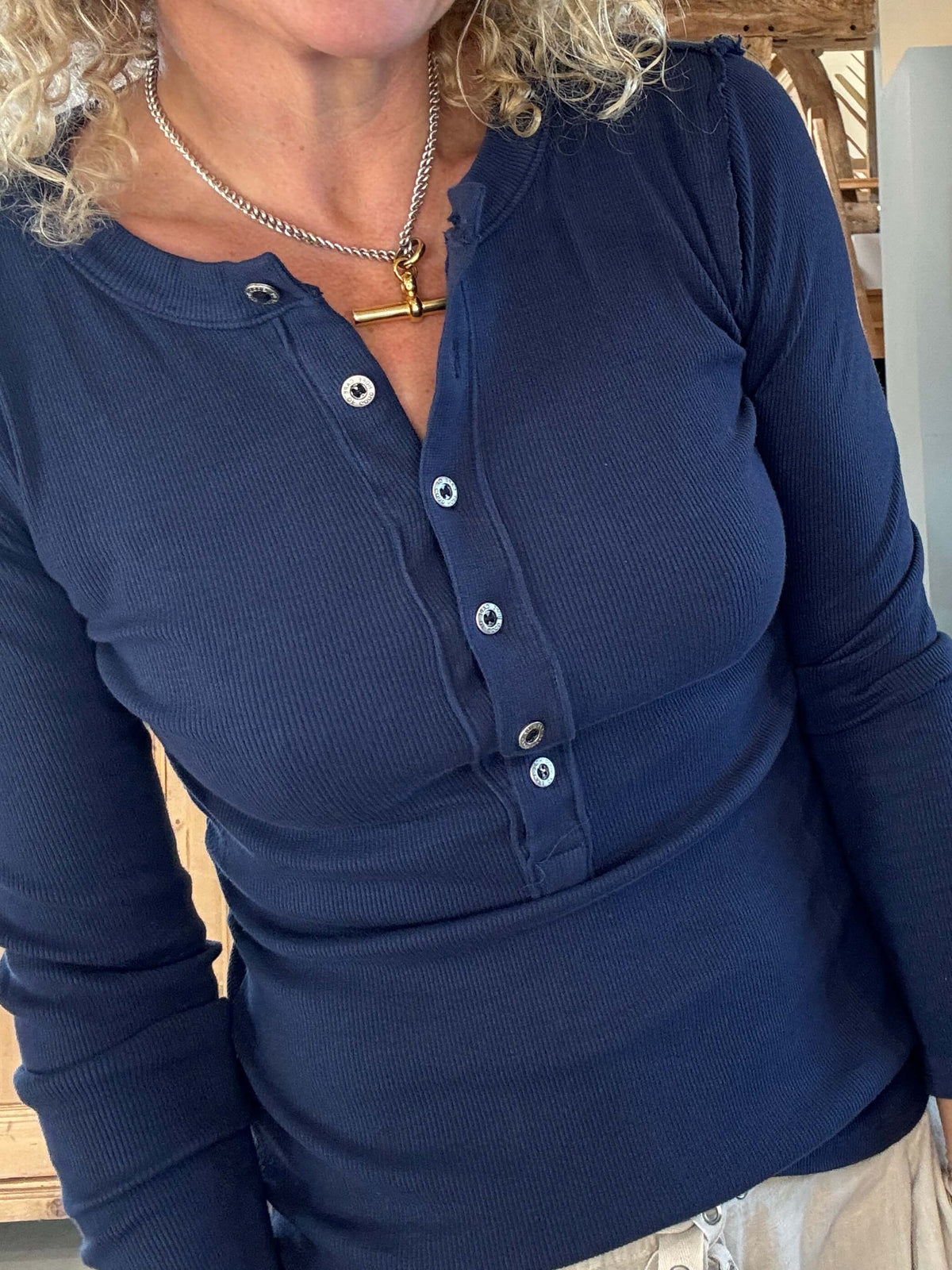 Aspen Skinny Rib Henley | Navy