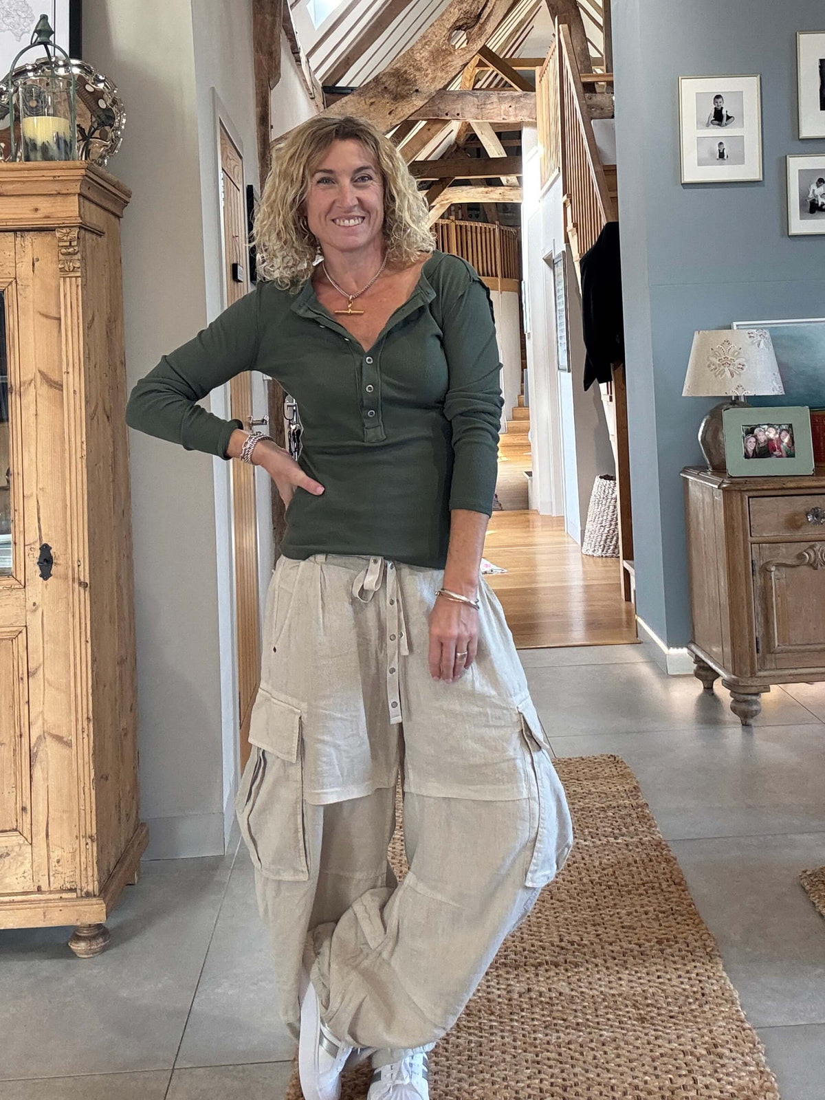 Aspen Skinny Rib Henley | Khaki