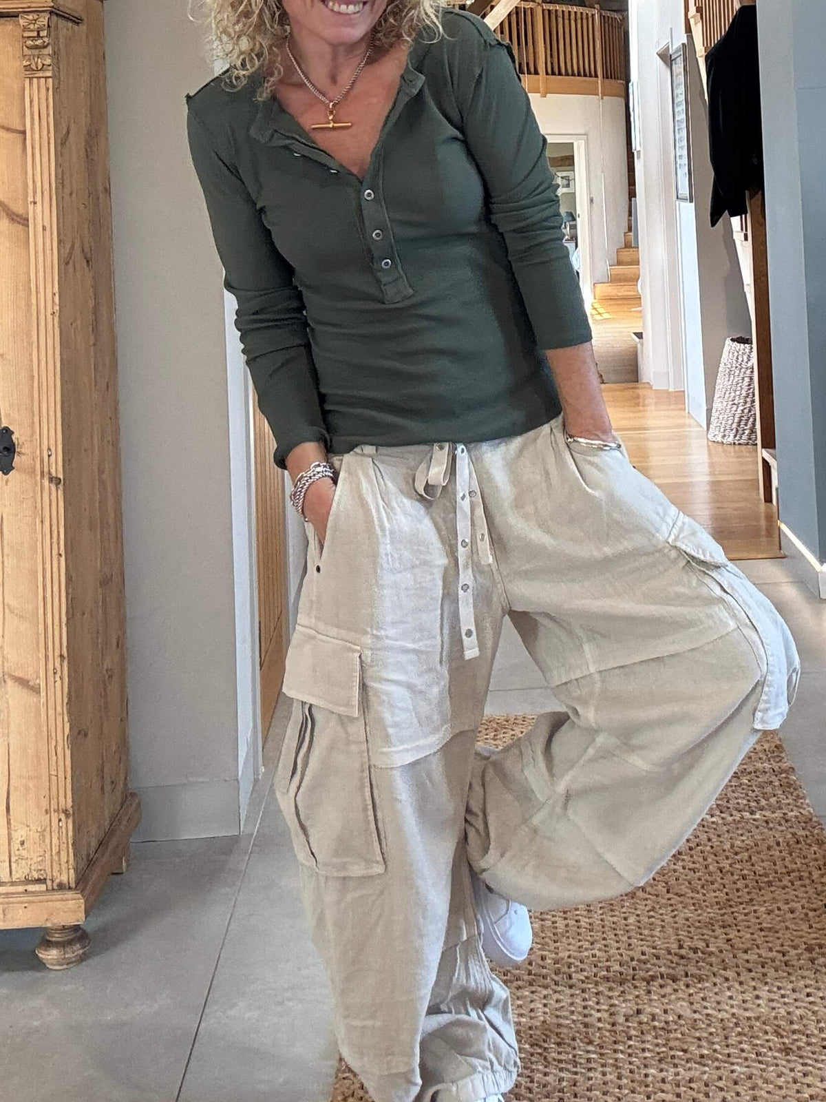 Aspen Skinny Rib Henley | Khaki