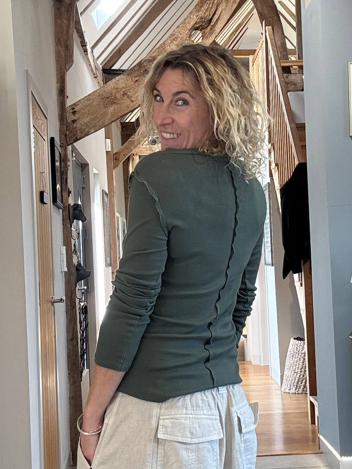 Aspen Skinny Rib Henley | Khaki