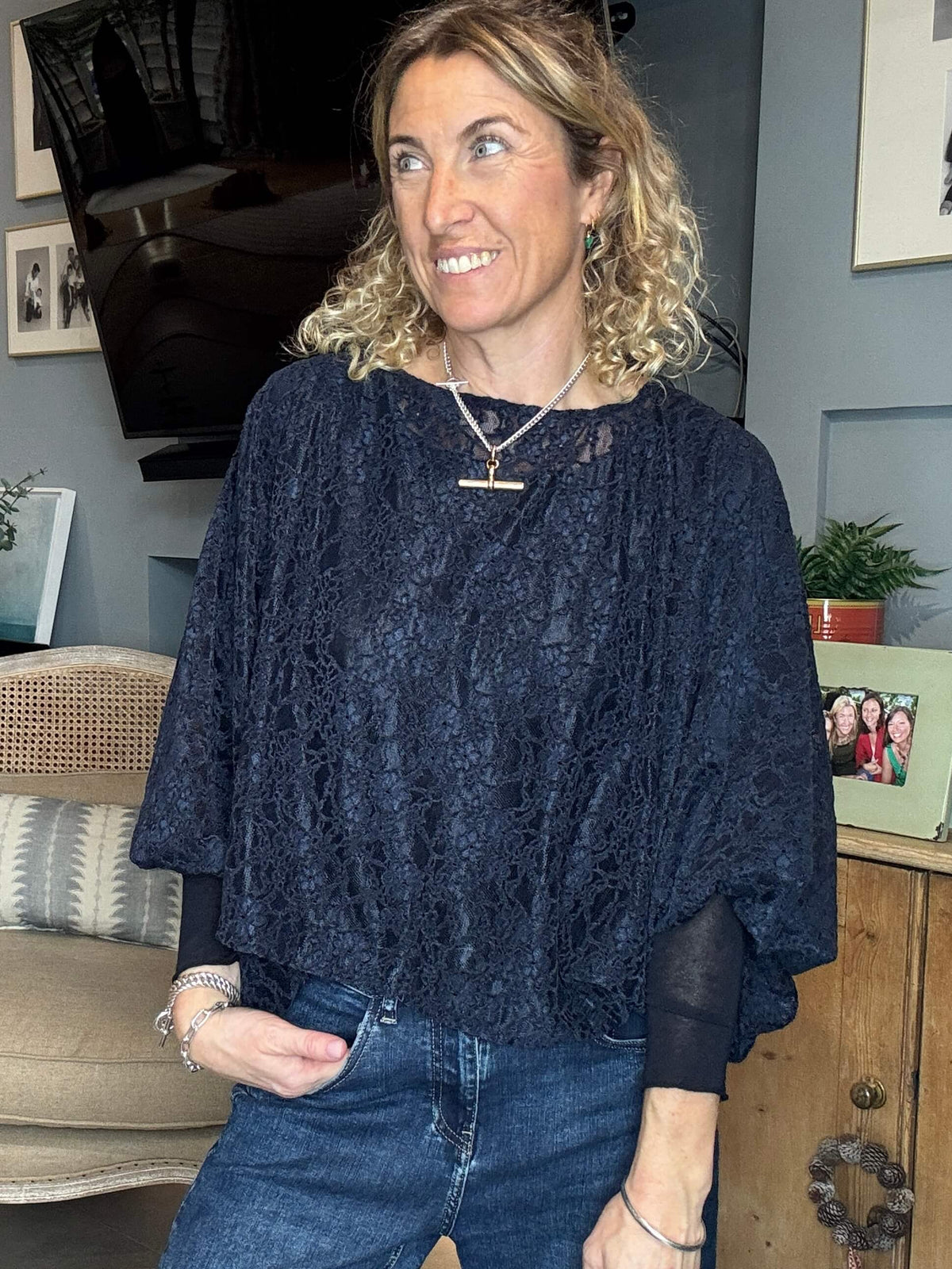 Mayfair Lace Top | Navy