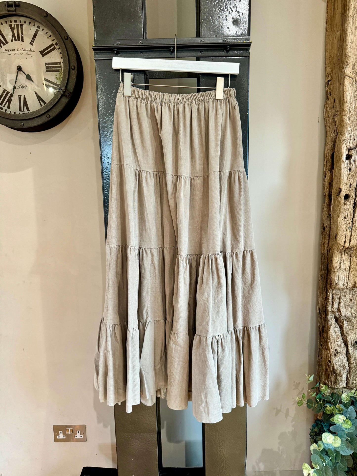 Mabel Cord Tiered Skirt | Beige