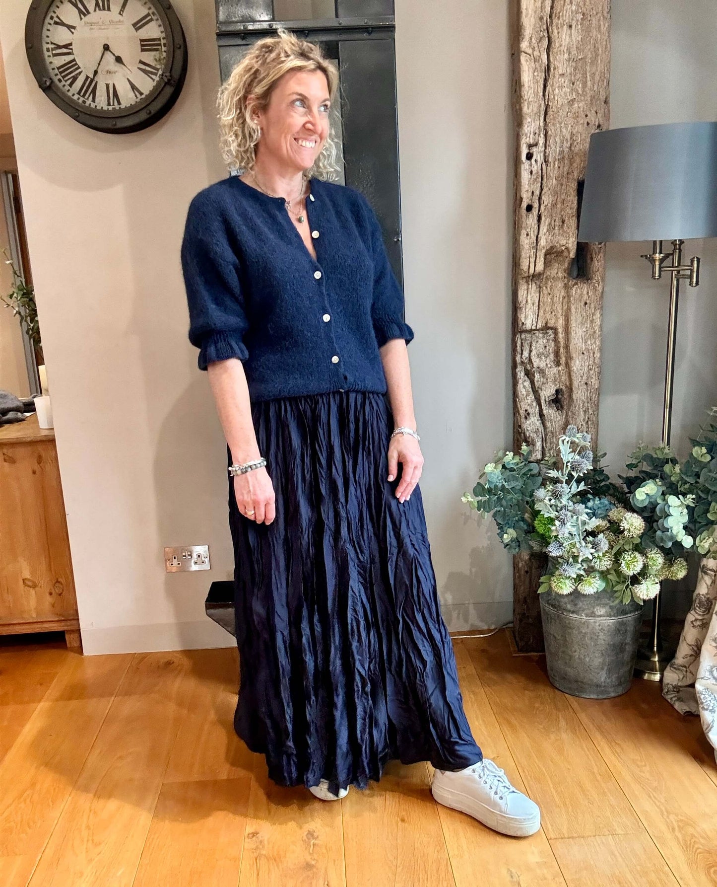 Cambridge Satin Maxi Skirt | Navy