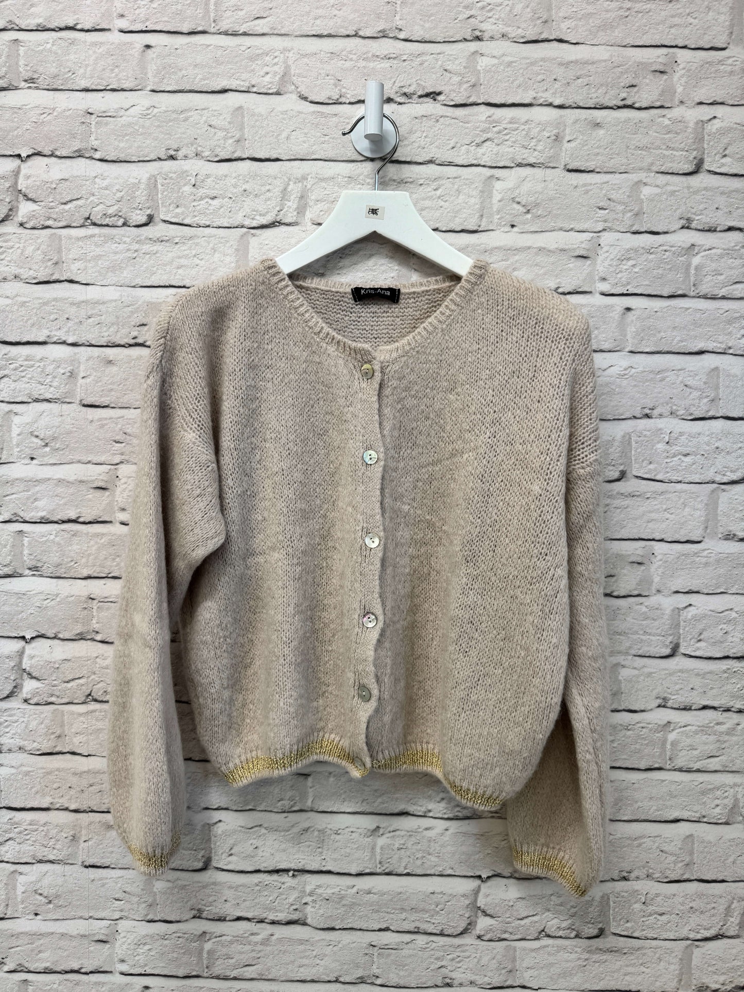 Long Sleeve Hamptons Cardigan | Buff & Gold (NEW)