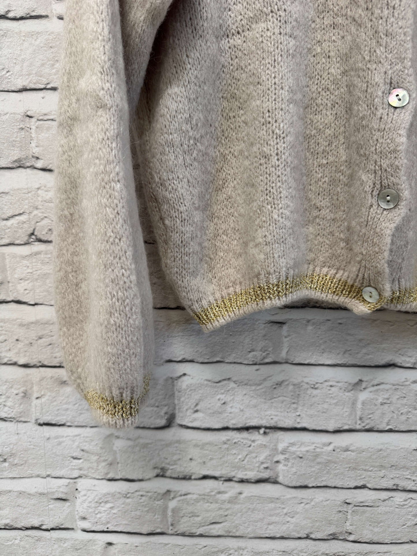 Long Sleeve Hamptons Cardigan | Buff & Gold (NEW)