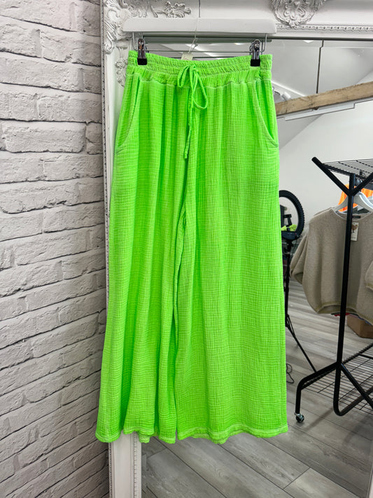 Neon Green Wide Leg Trousers
