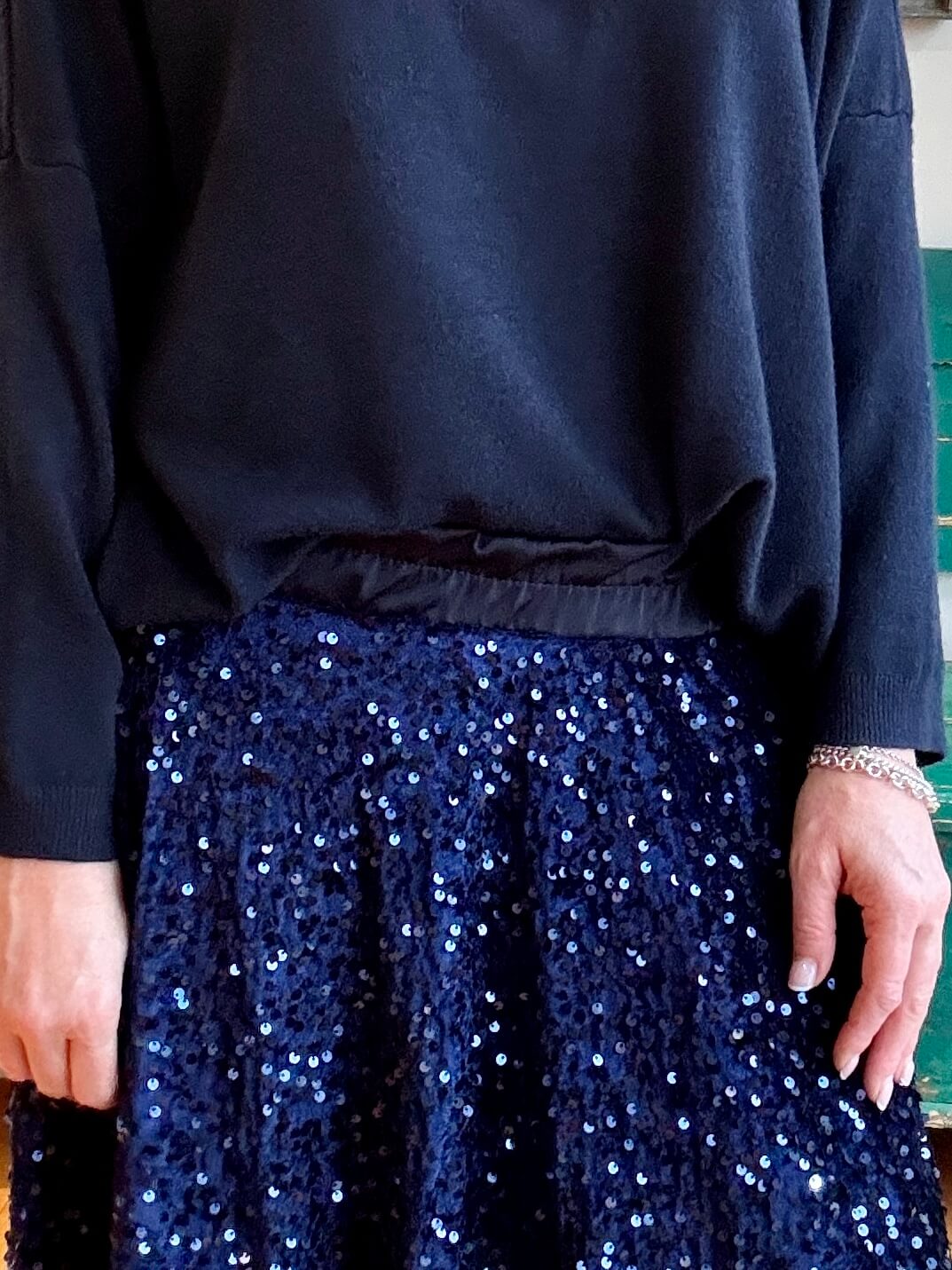 Lopez Velvet Sequin Maxi Skirt | Navy