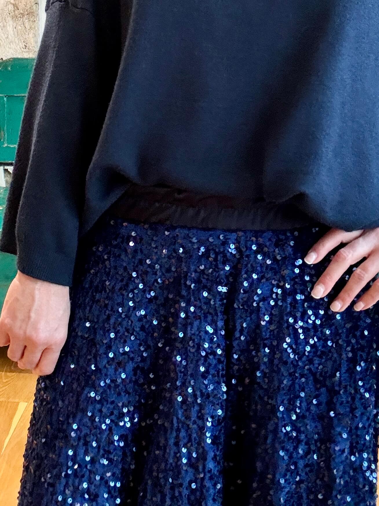 Lopez Velvet Sequin Maxi Skirt | Navy