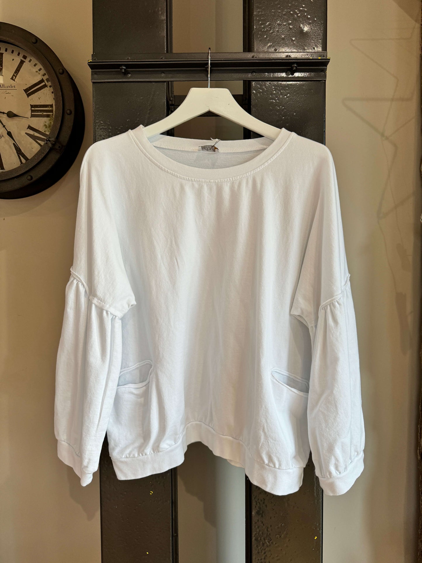 Brixton Balloon Sleeve Sweatshirt | White