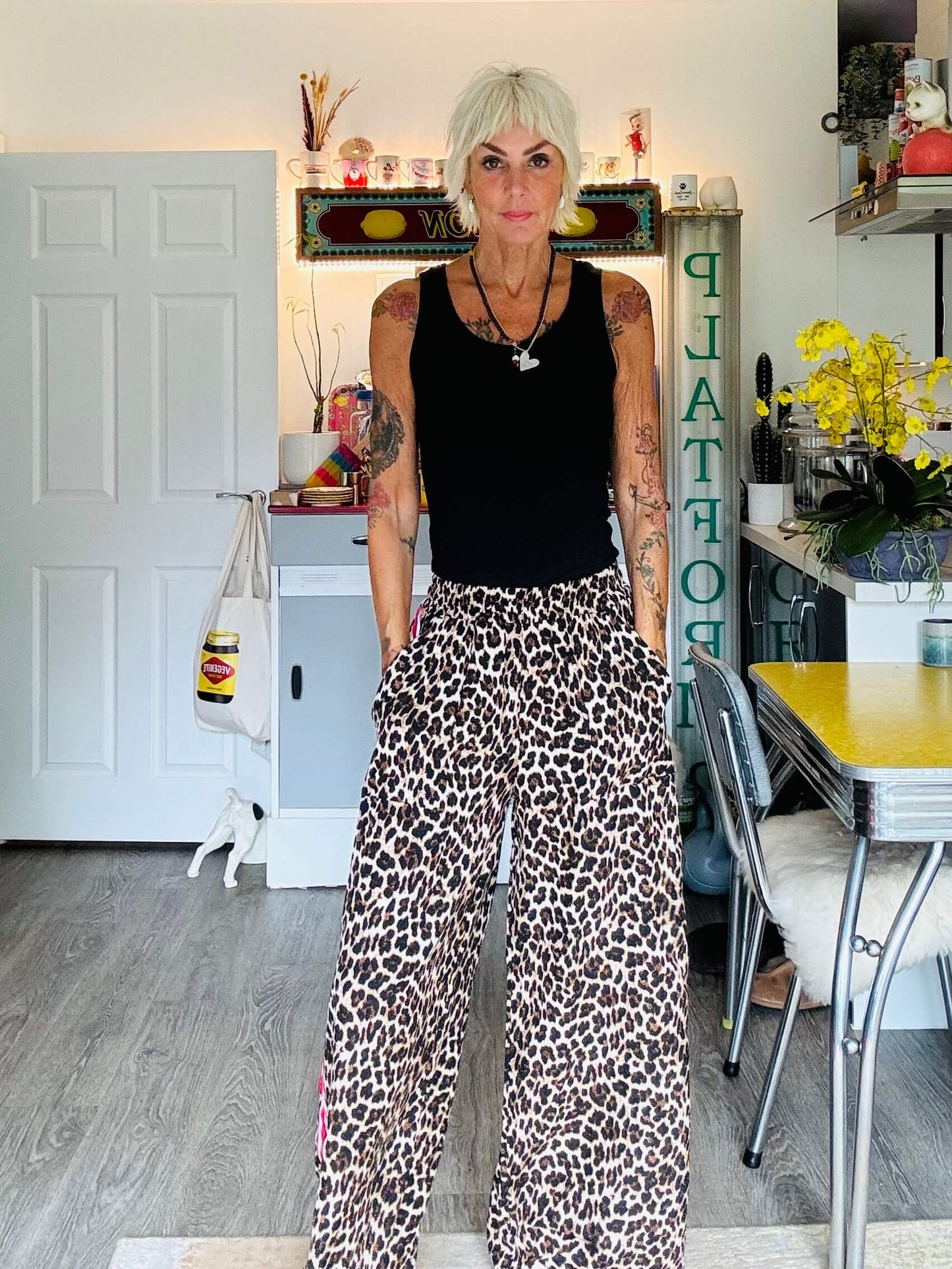 Leopard | Side Stripe Wide Leg Trousers