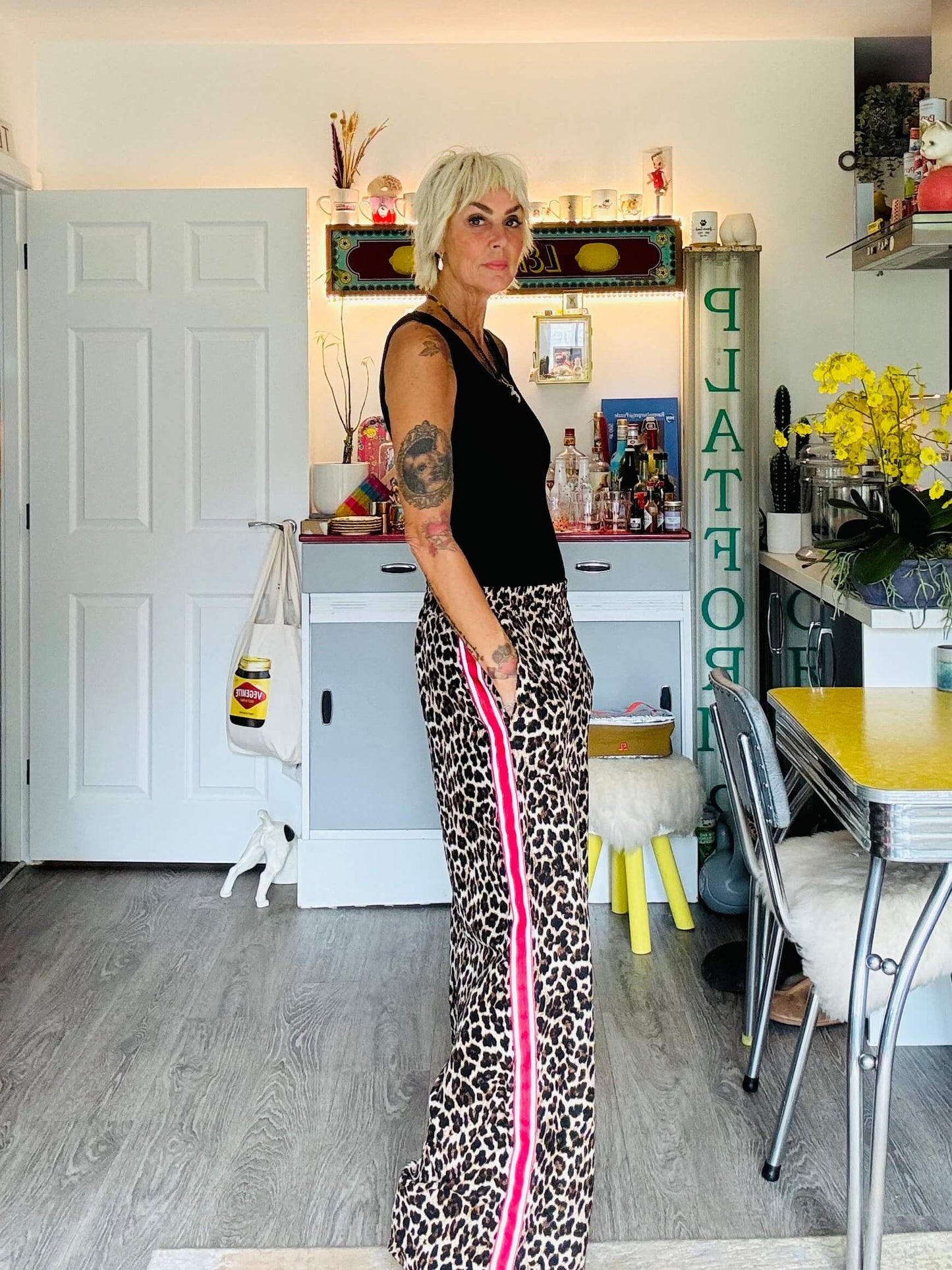 Leopard | Side Stripe Wide Leg Trousers