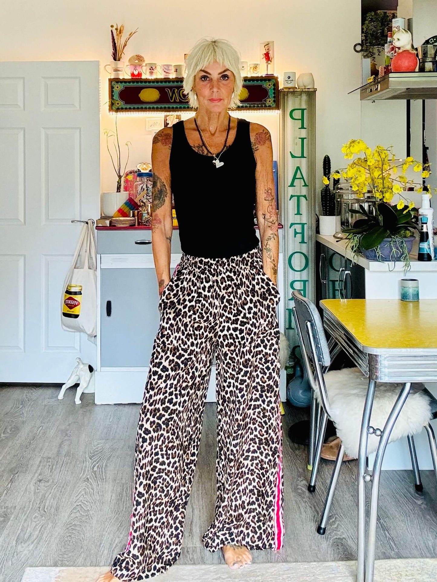 Leopard | Side Stripe Wide Leg Trousers