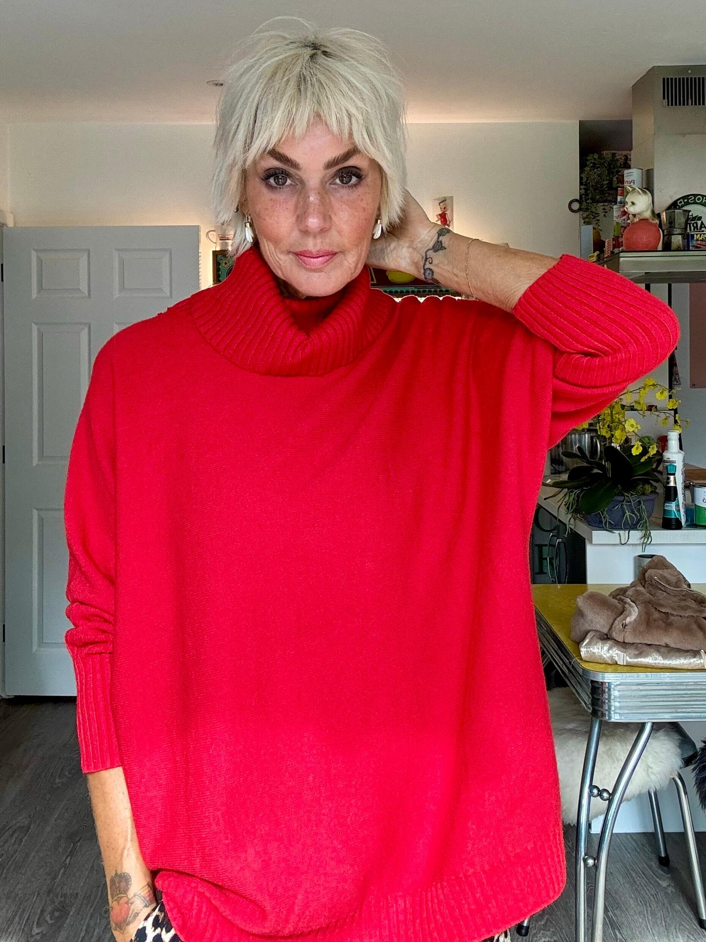 Arabella Roll Neck | Tomato Red