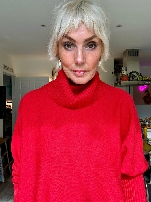 Arabella Roll Neck | Tomato Red