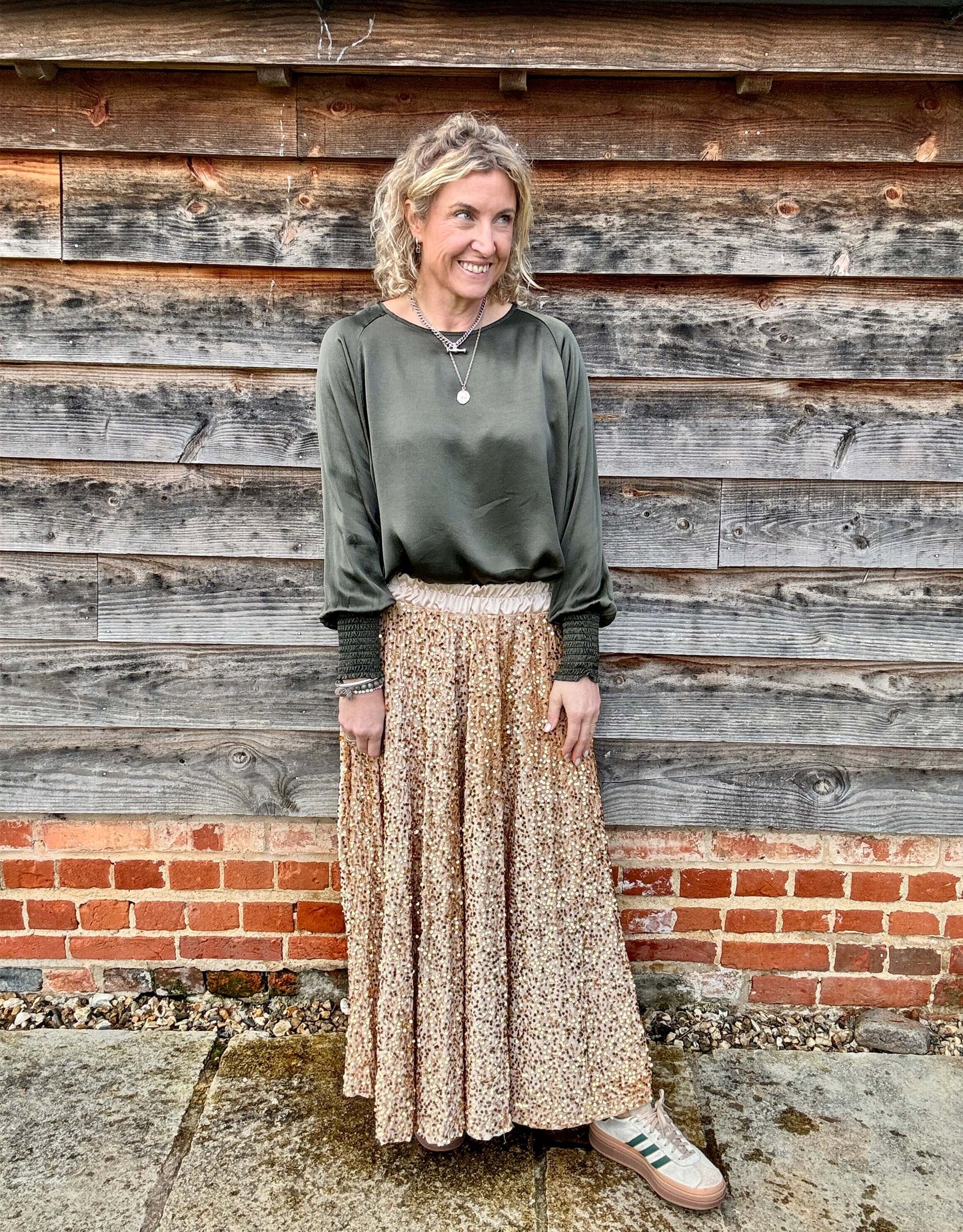 Lopez Velvet Sequin Maxi Skirt | Gold