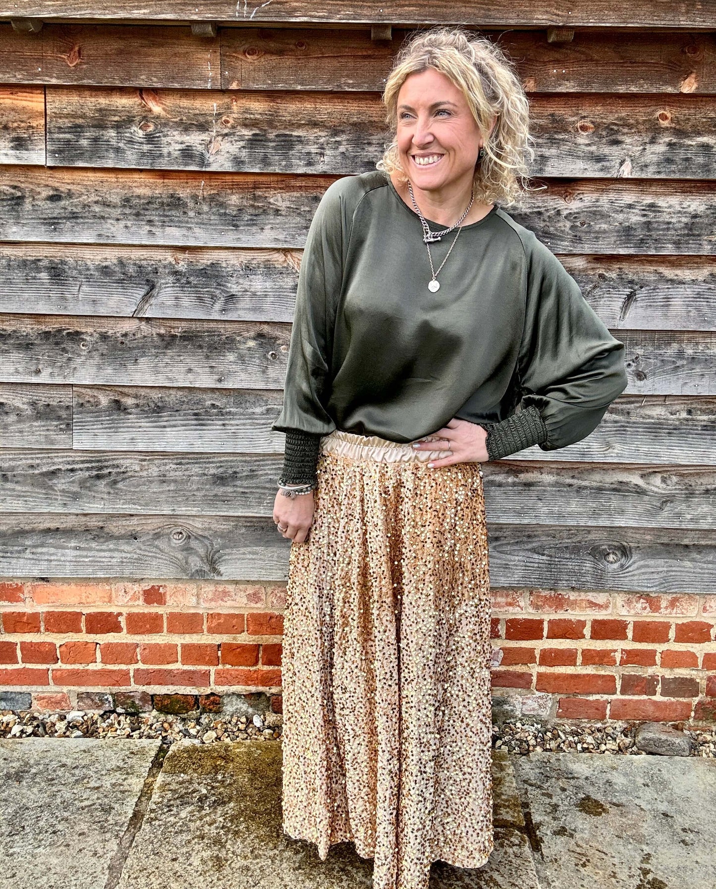 Lopez Velvet Sequin Maxi Skirt | Gold