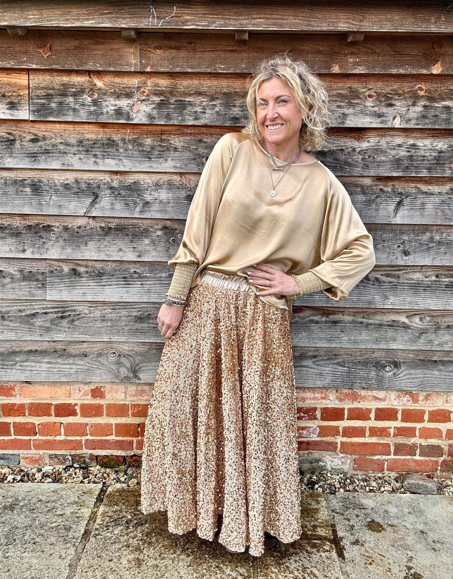 Lopez Velvet Sequin Maxi Skirt | Gold