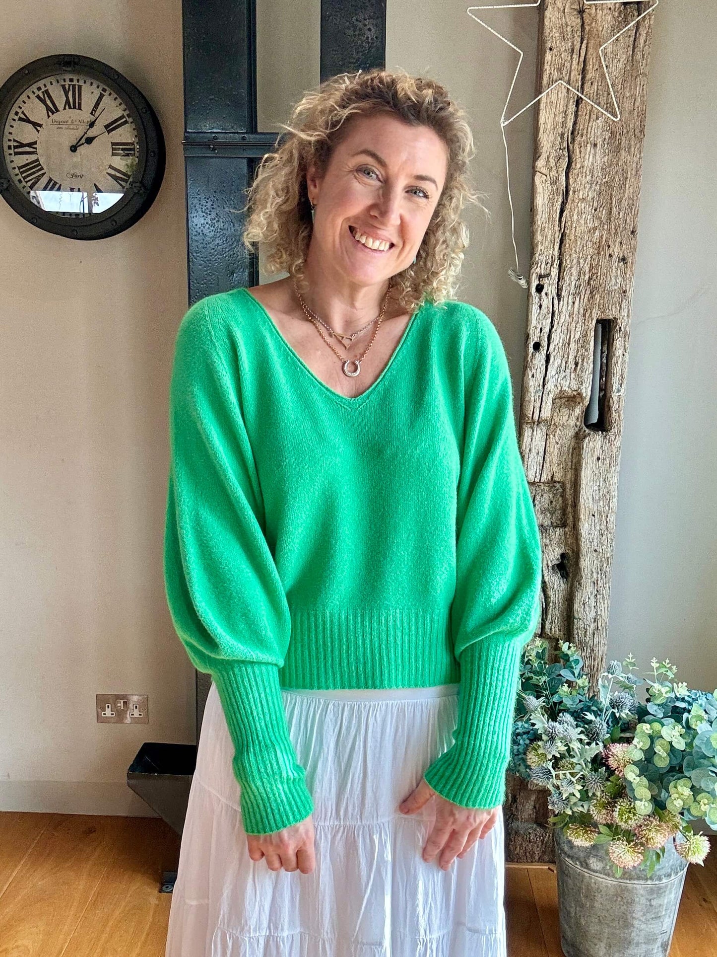Seattle Balloon Sleeve Sweater | Spring Green