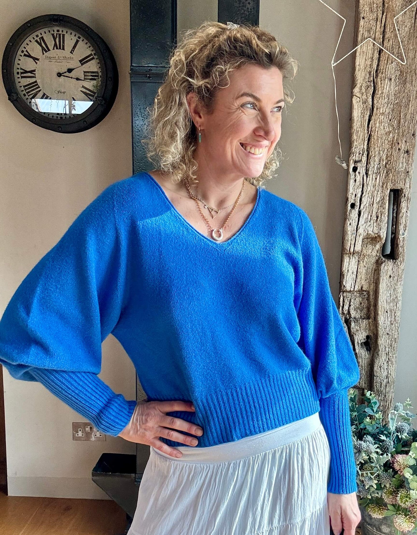 Seattle Balloon Sleeve Sweater | Bright Blue