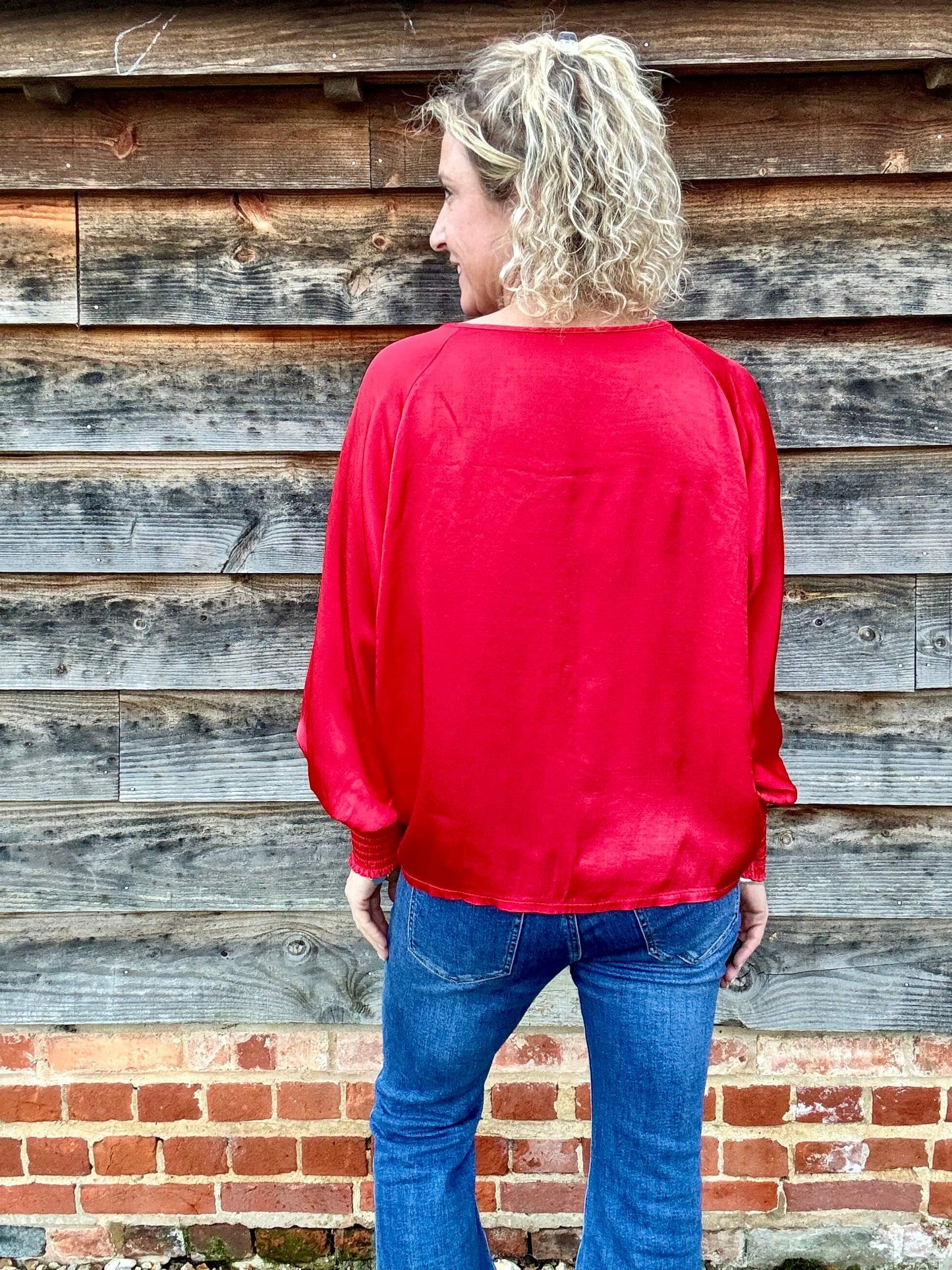 Sophia Satin Top | Red