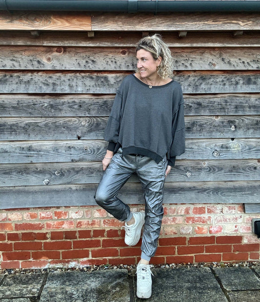 Metallic Pewter Joggers