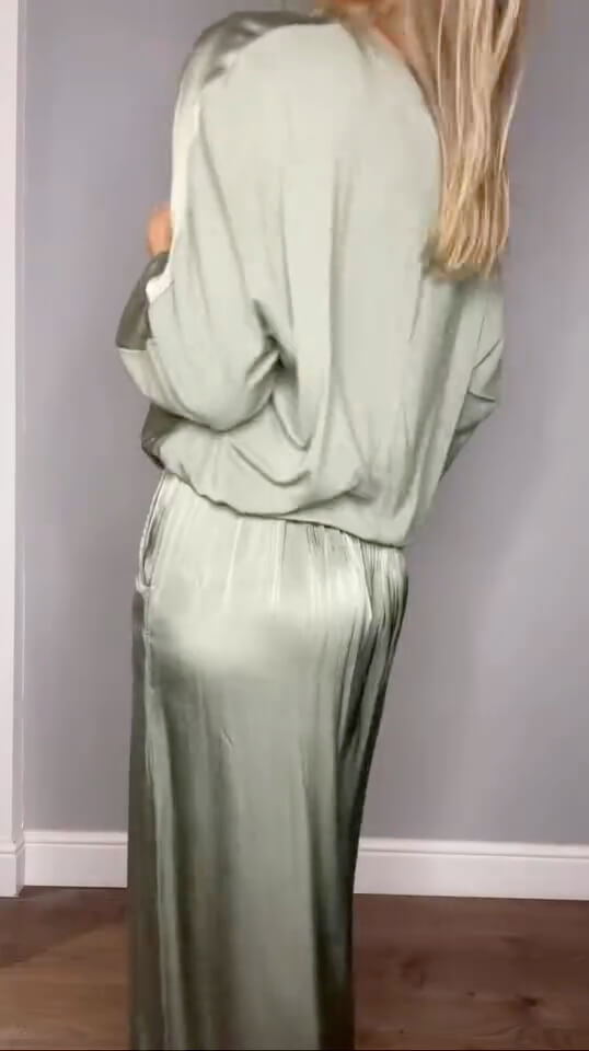 Halo Satin Palazzo Trousers | Khaki