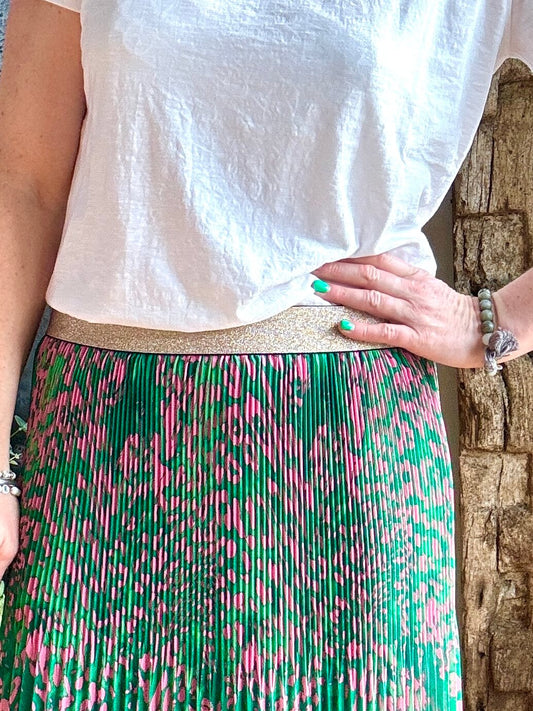 Astrid Maxi Skirt | Green & Pink