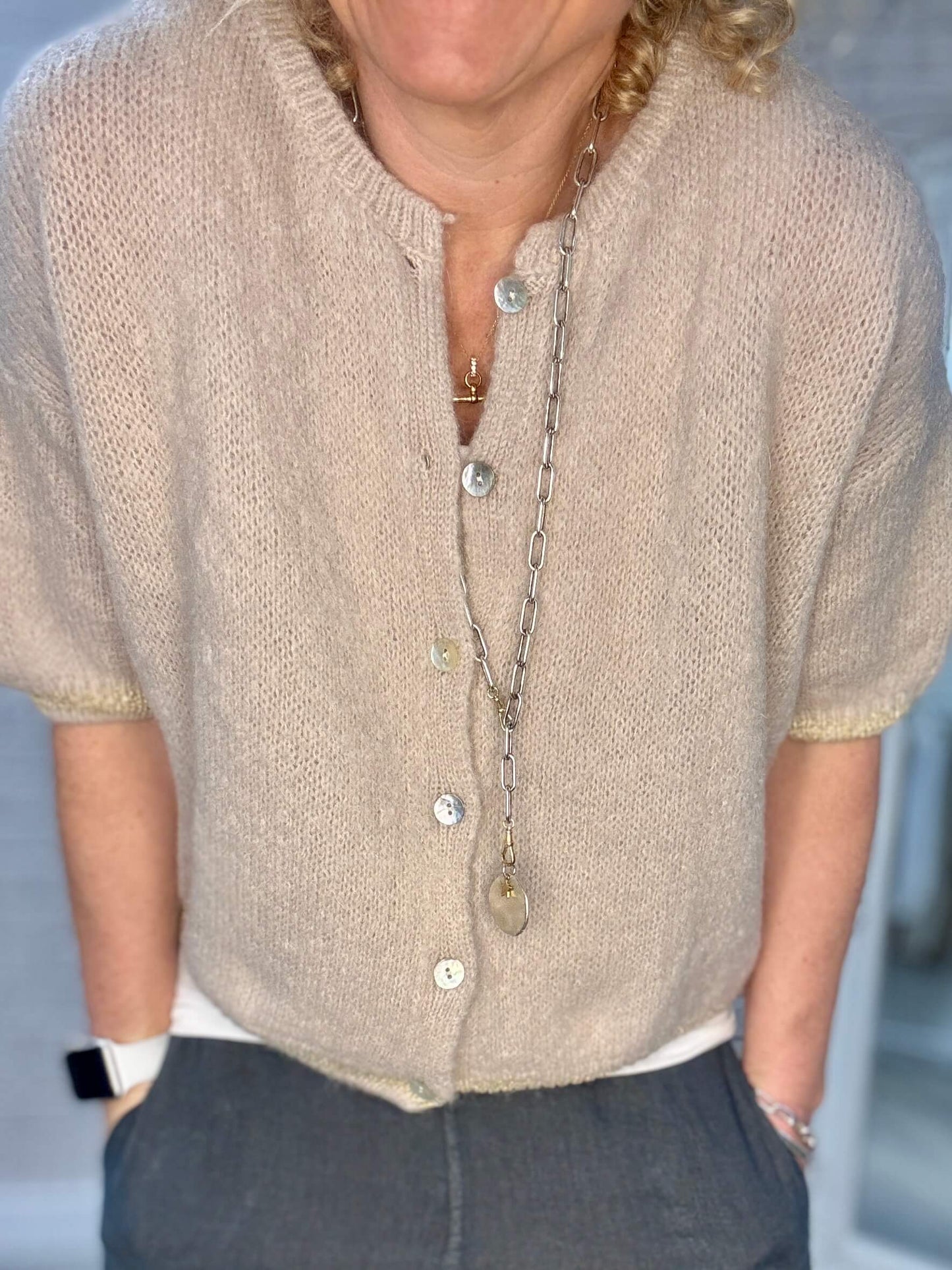 The Hamptons Cardigan | Beige & Gold