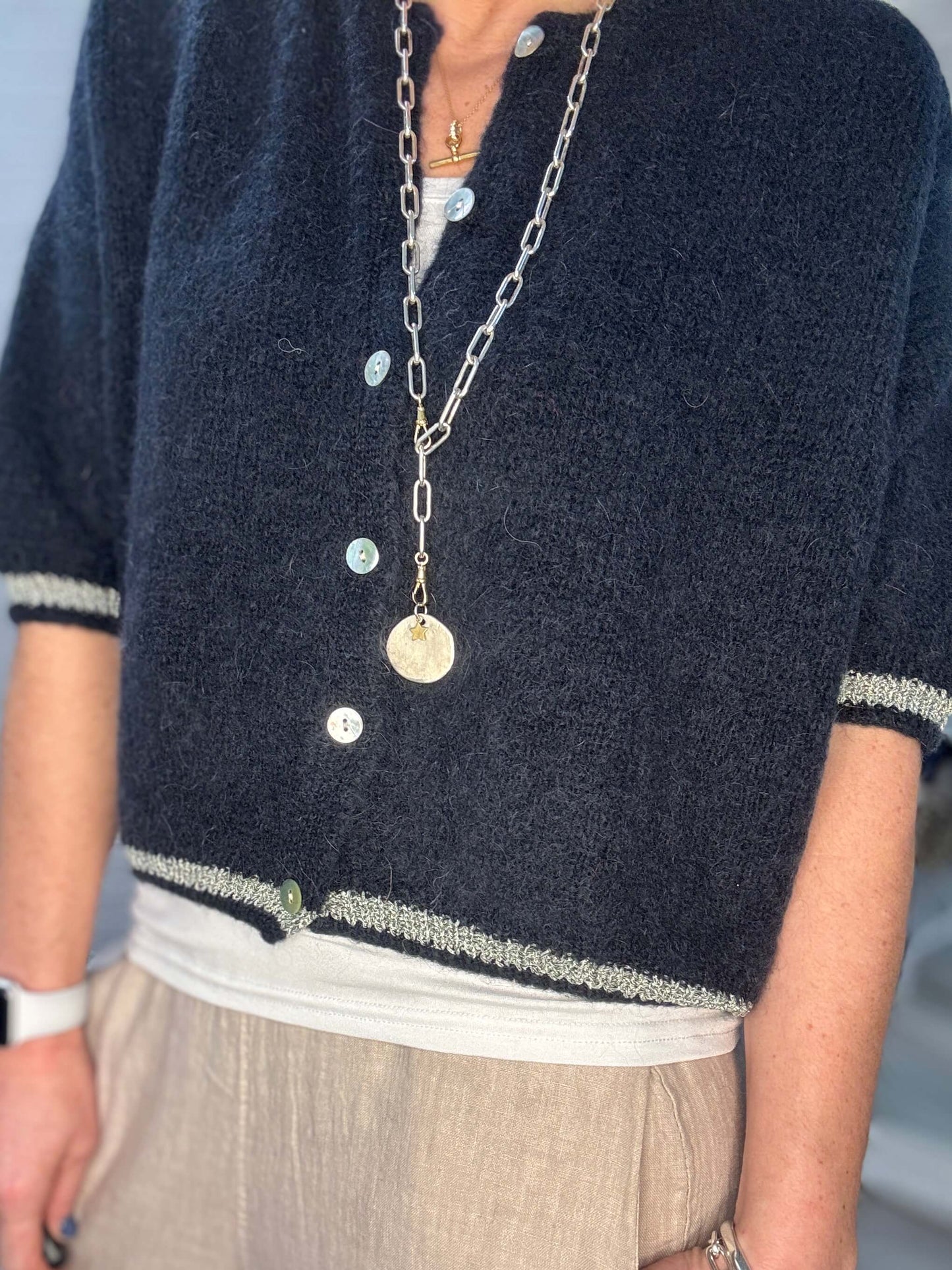 The Hamptons Cardigan | Navy & Gold