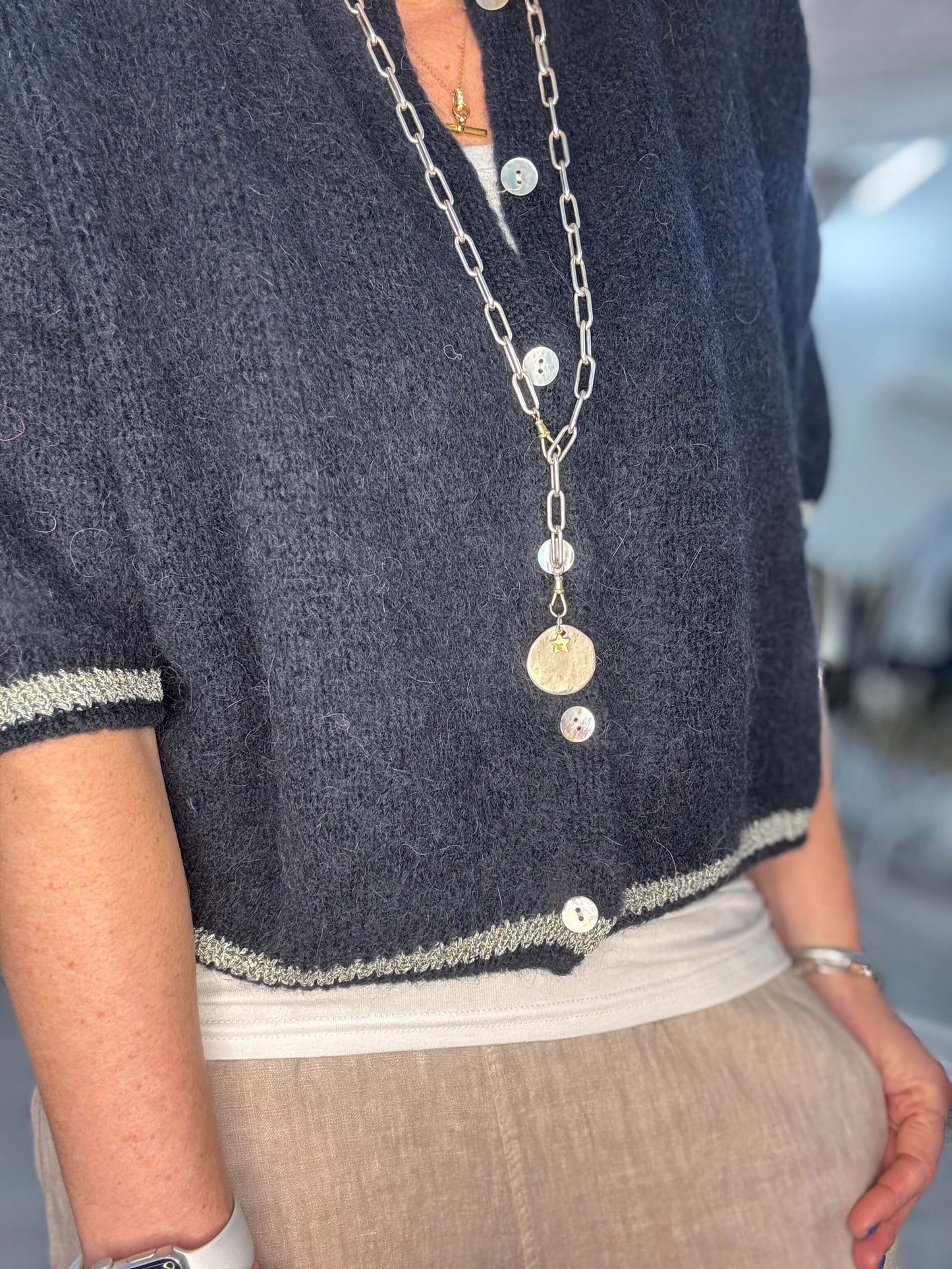 The Hamptons Cardigan | Navy & Gold