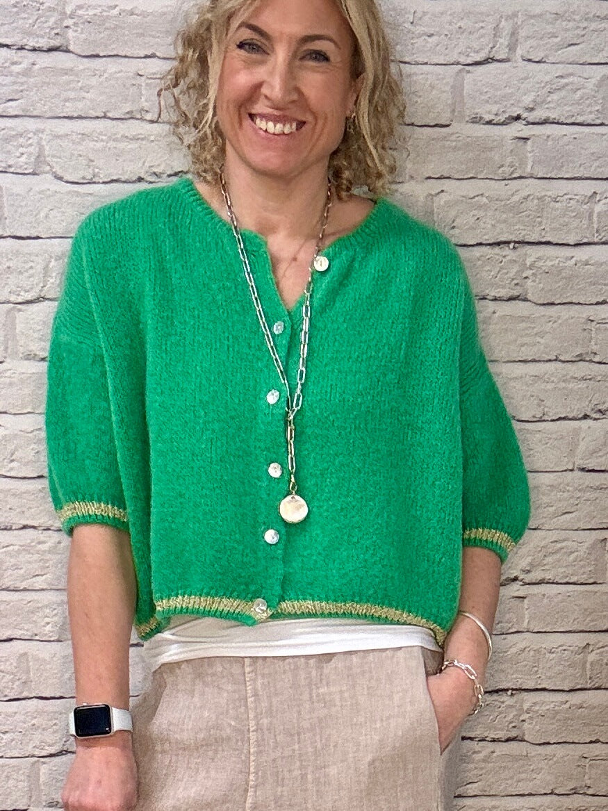 The Hamptons Cardigan | Green & Gold