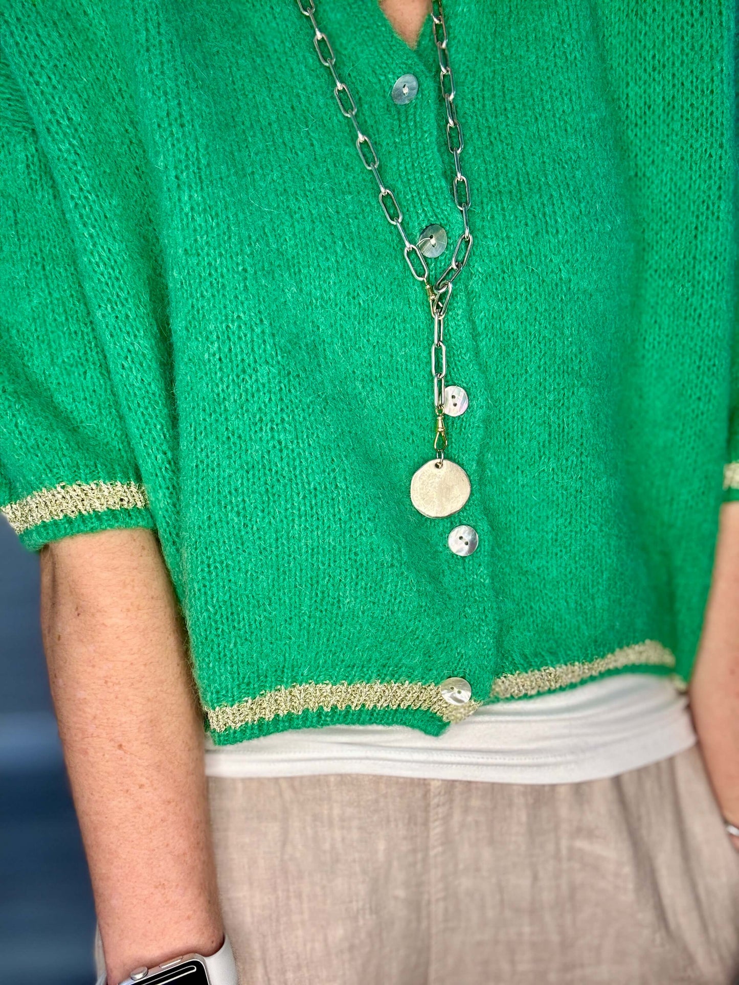 The Hamptons Cardigan | Green & Gold