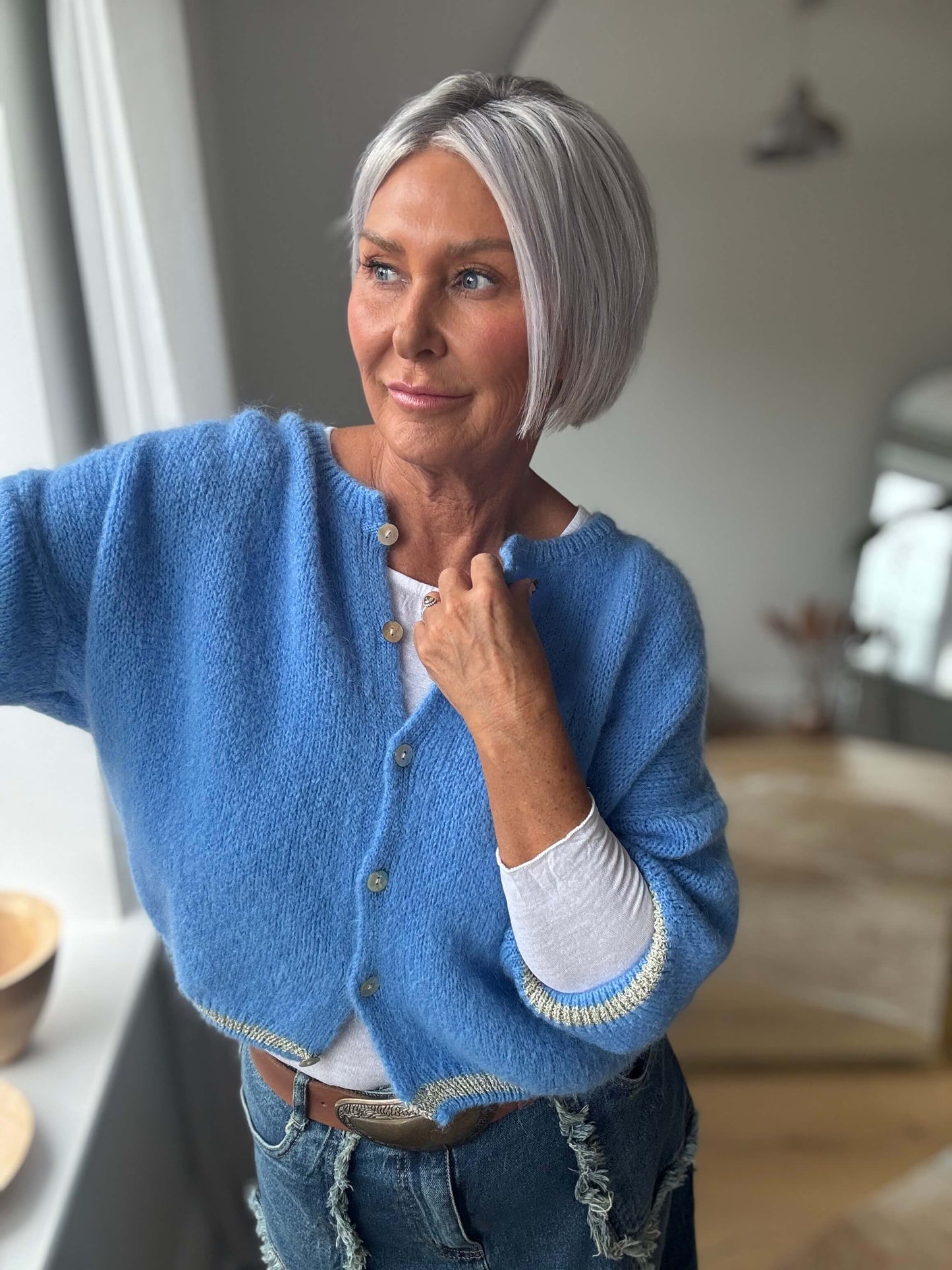 The Hamptons Cardigan | Sapphire & Gold