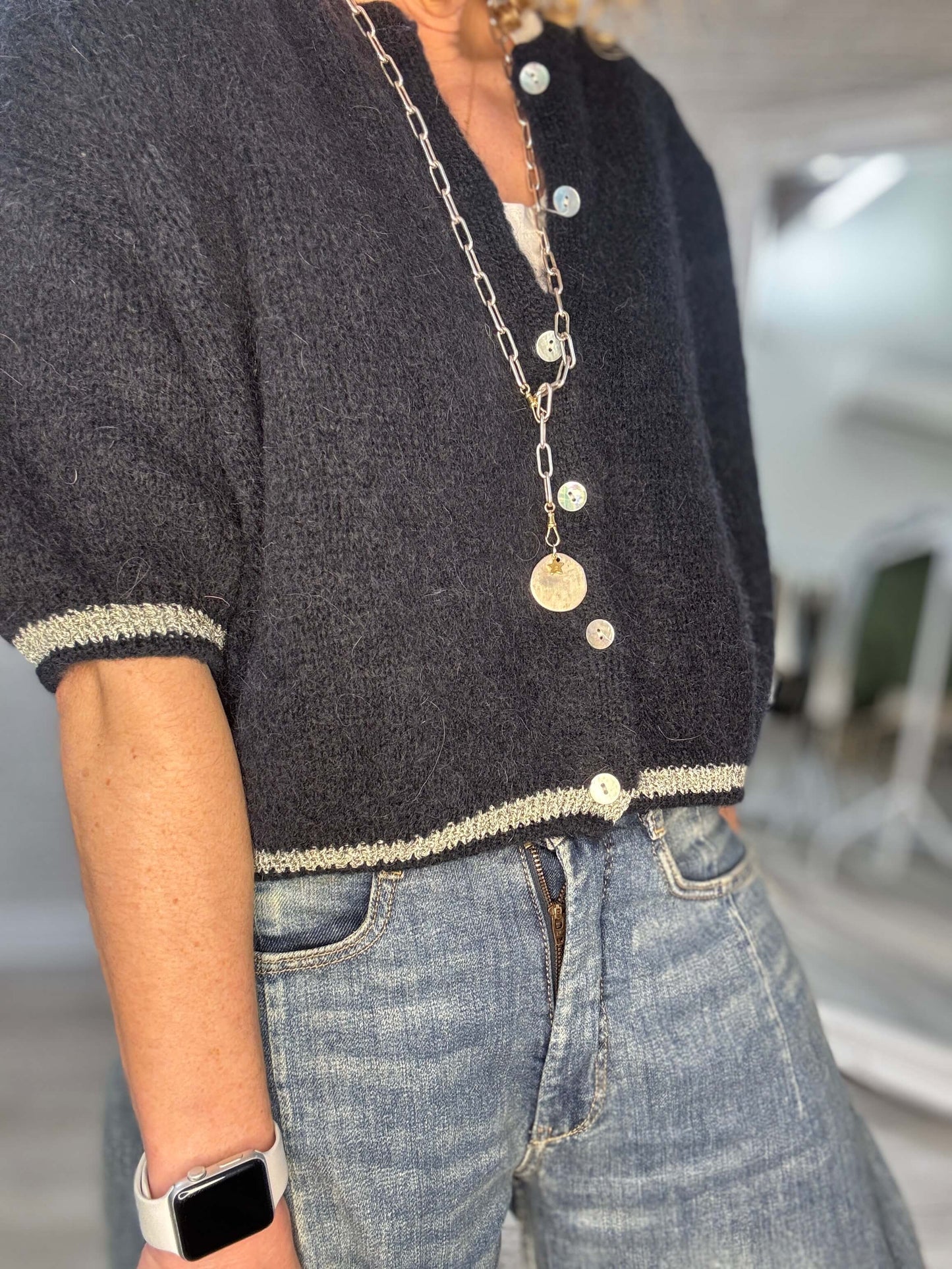 The Hamptons Cardigan | Navy & Gold